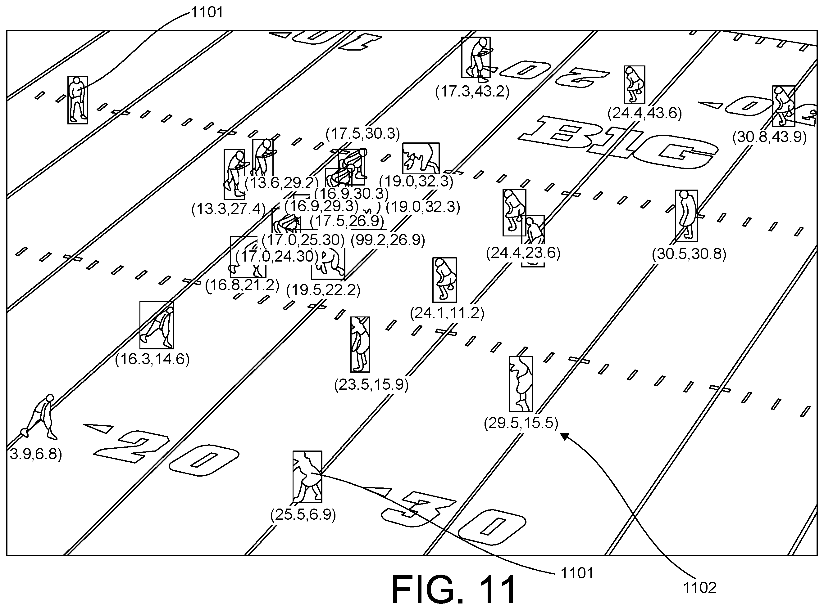 Patent US12367676 Figure 11 – System and method for geolocating players on the field of play within video of American football