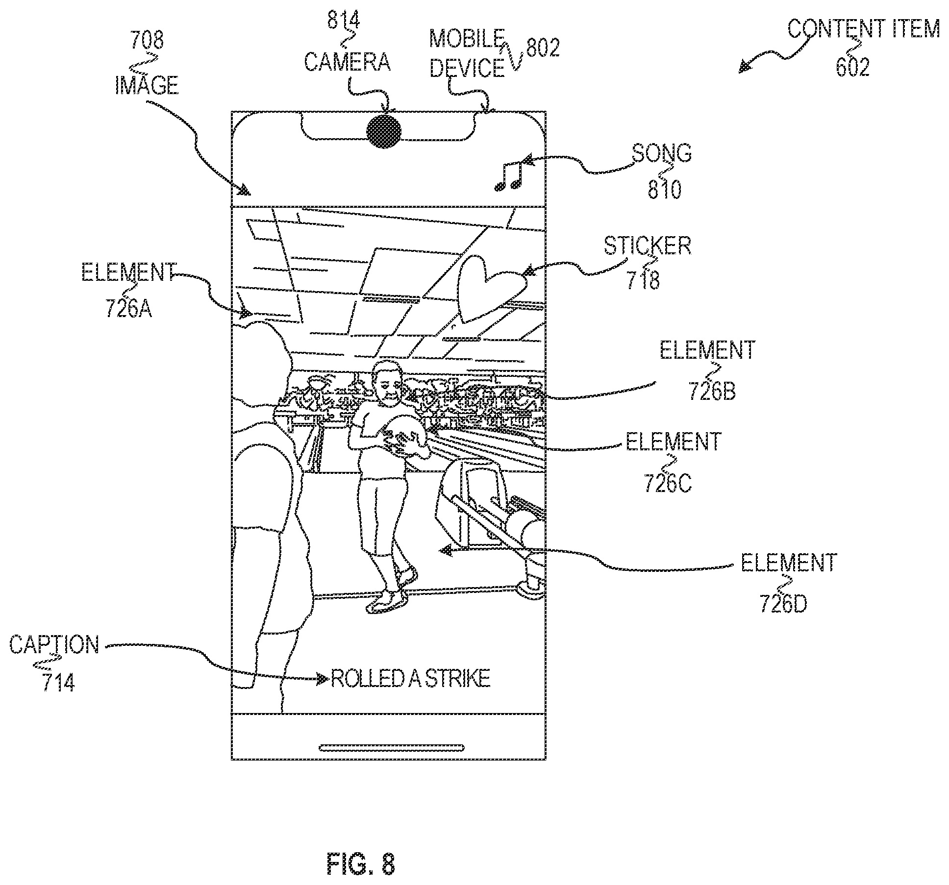 Patent US12367693 Figure 8 – Messaging system for engagement analysis based on labels