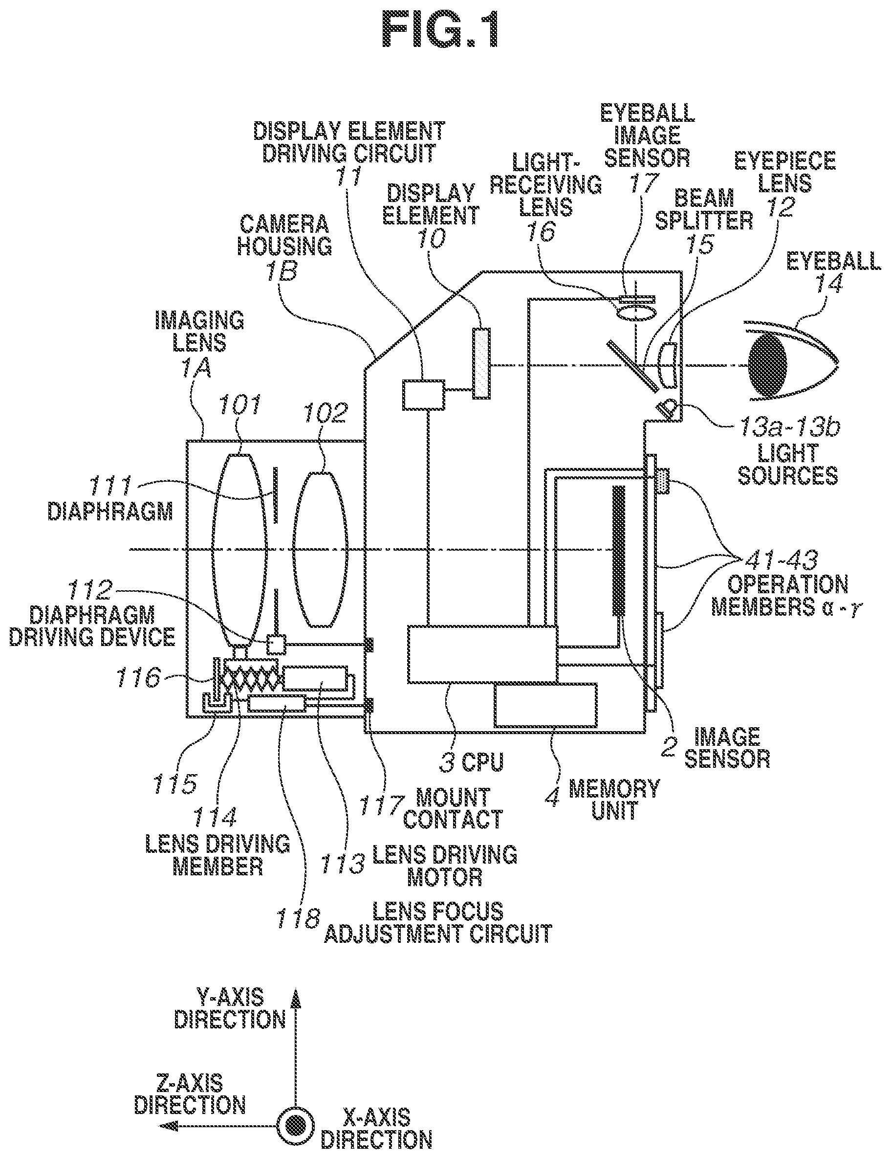 Patent US12367710 — Line-of-sight detection device and control method for controlling the same — Figure 1