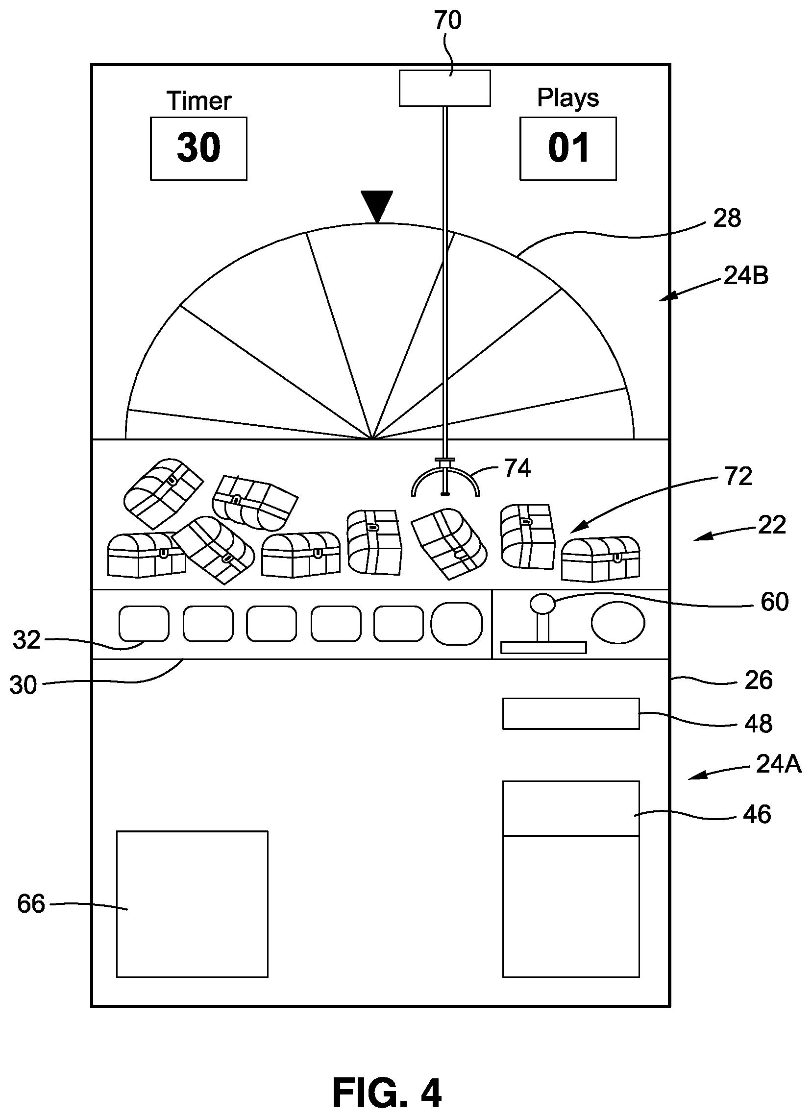 Patent US12367735 Figure 7 – Dual wagering game and amusement-style gaming unit