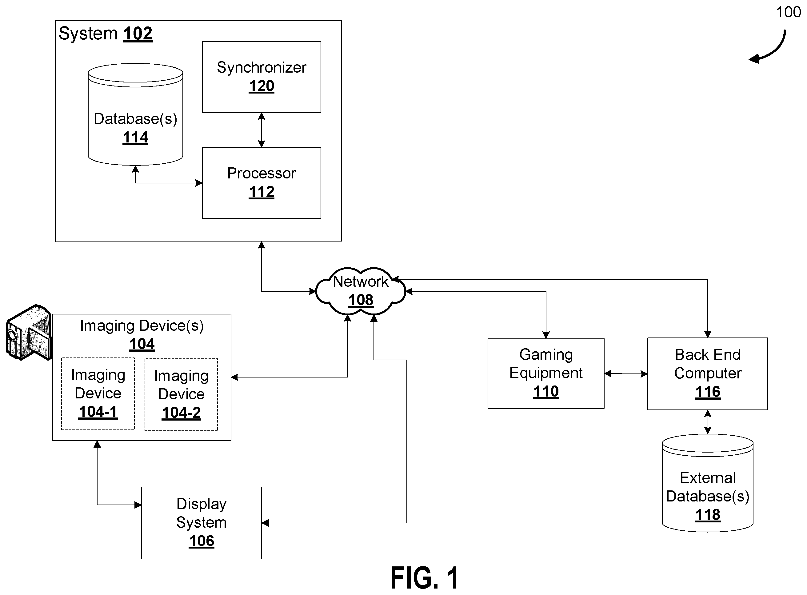 Patent US12367739 Figure 1 – Systems and methods for tracking gaming activity