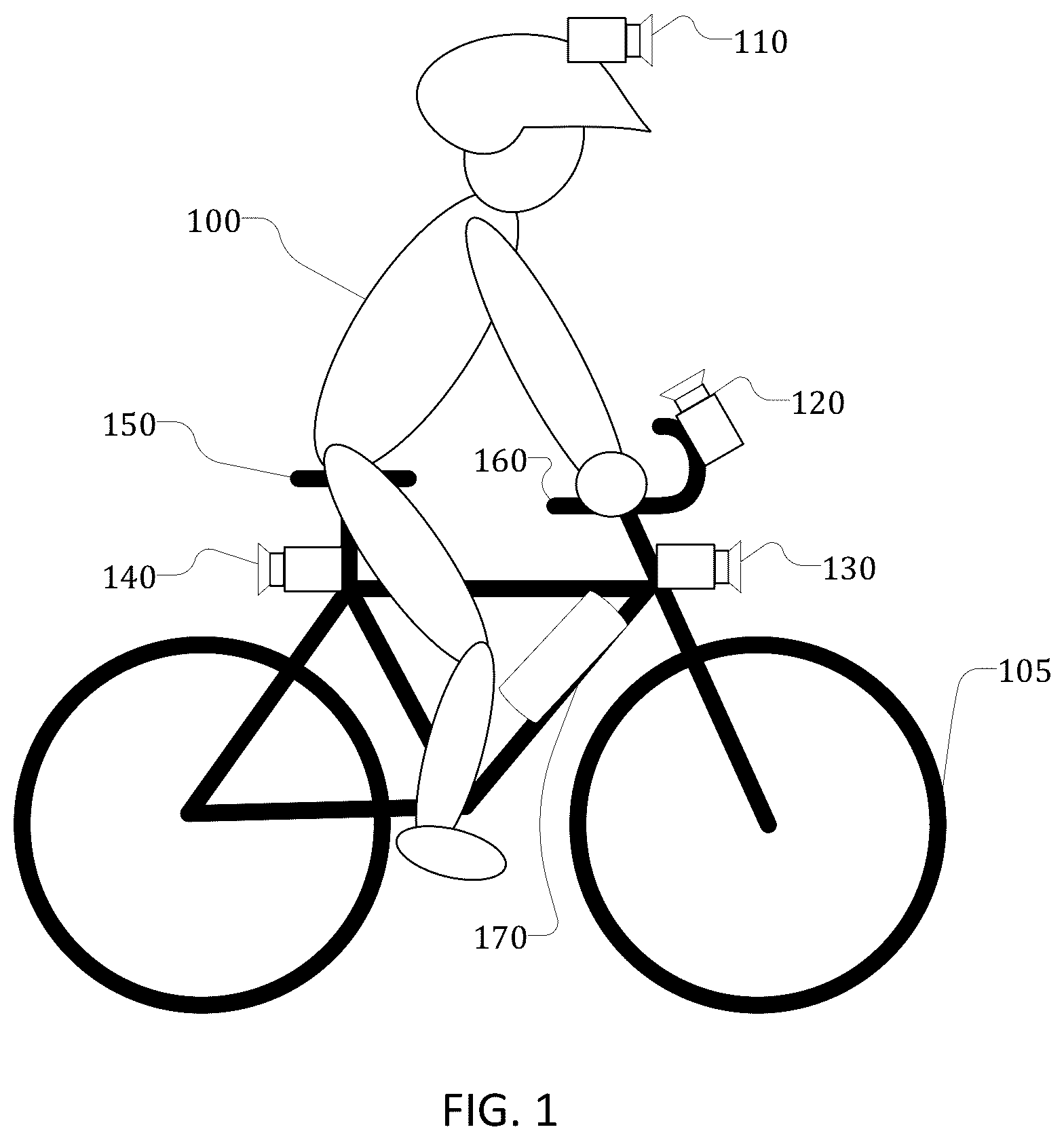Patent US12367749 Figure 1 – Active vehicle safety system for cyclists and pedestrians