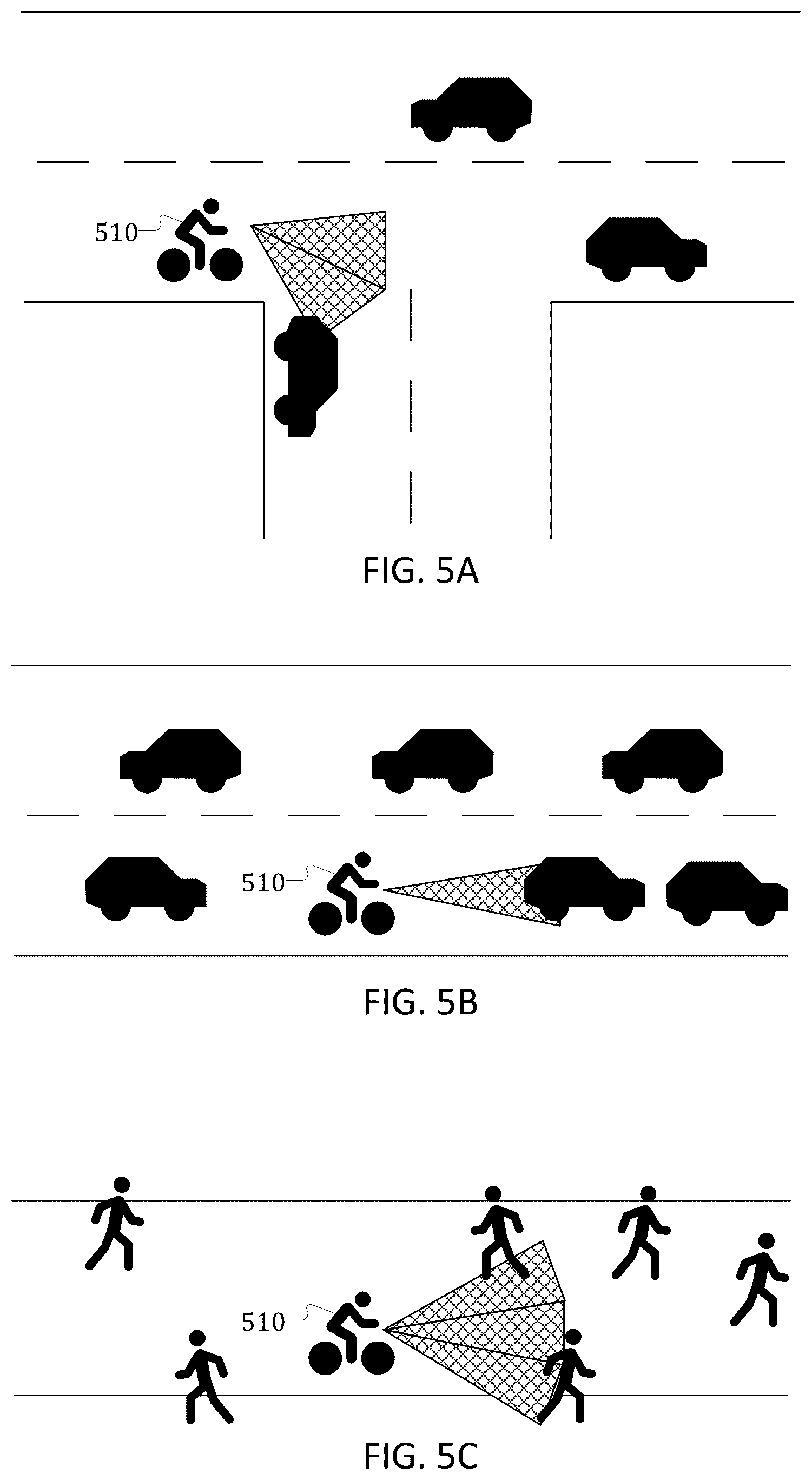 Patent US12367749 Figure 5 – Active vehicle safety system for cyclists and pedestrians