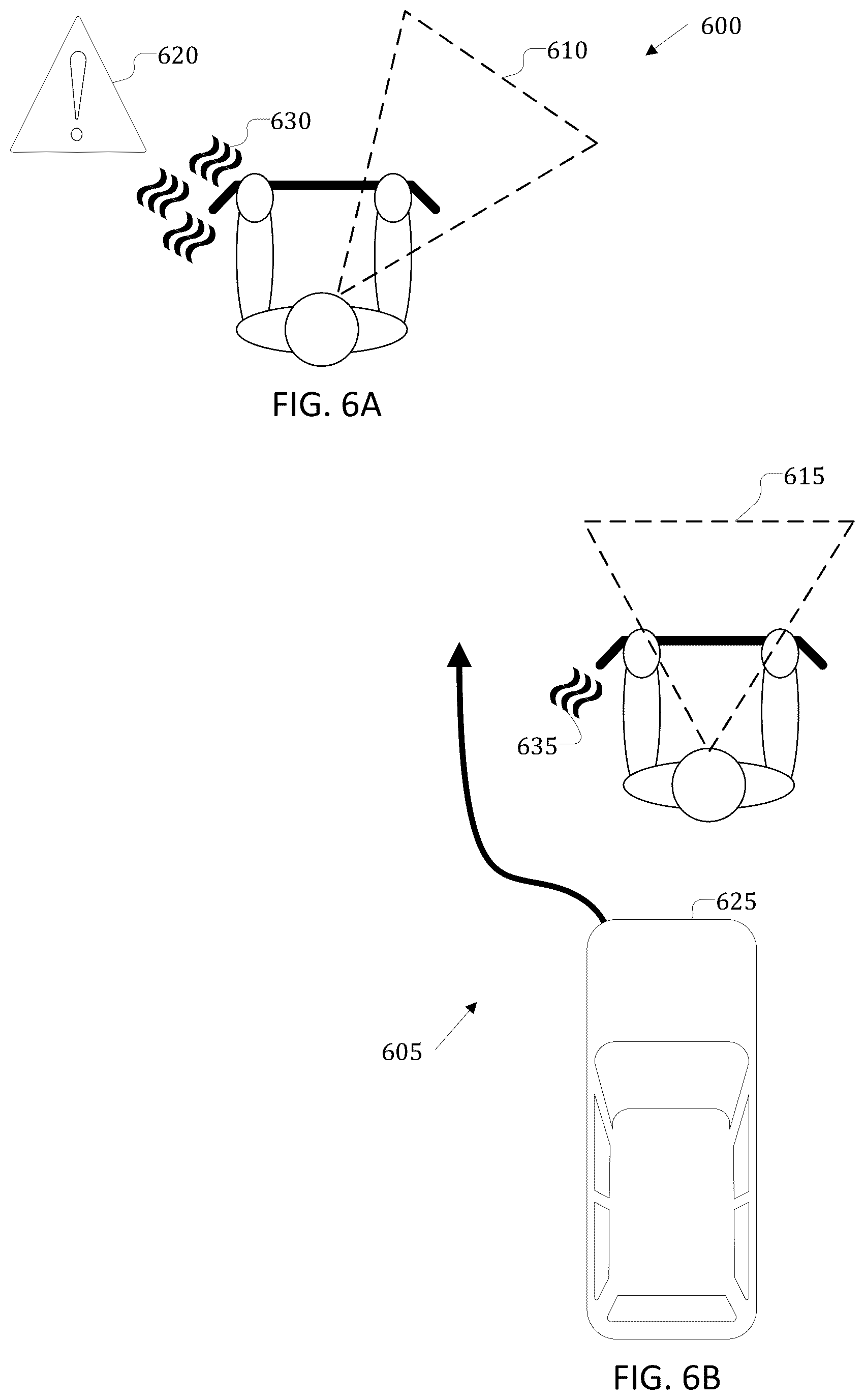 Patent US12367749 Figure 6 – Active vehicle safety system for cyclists and pedestrians