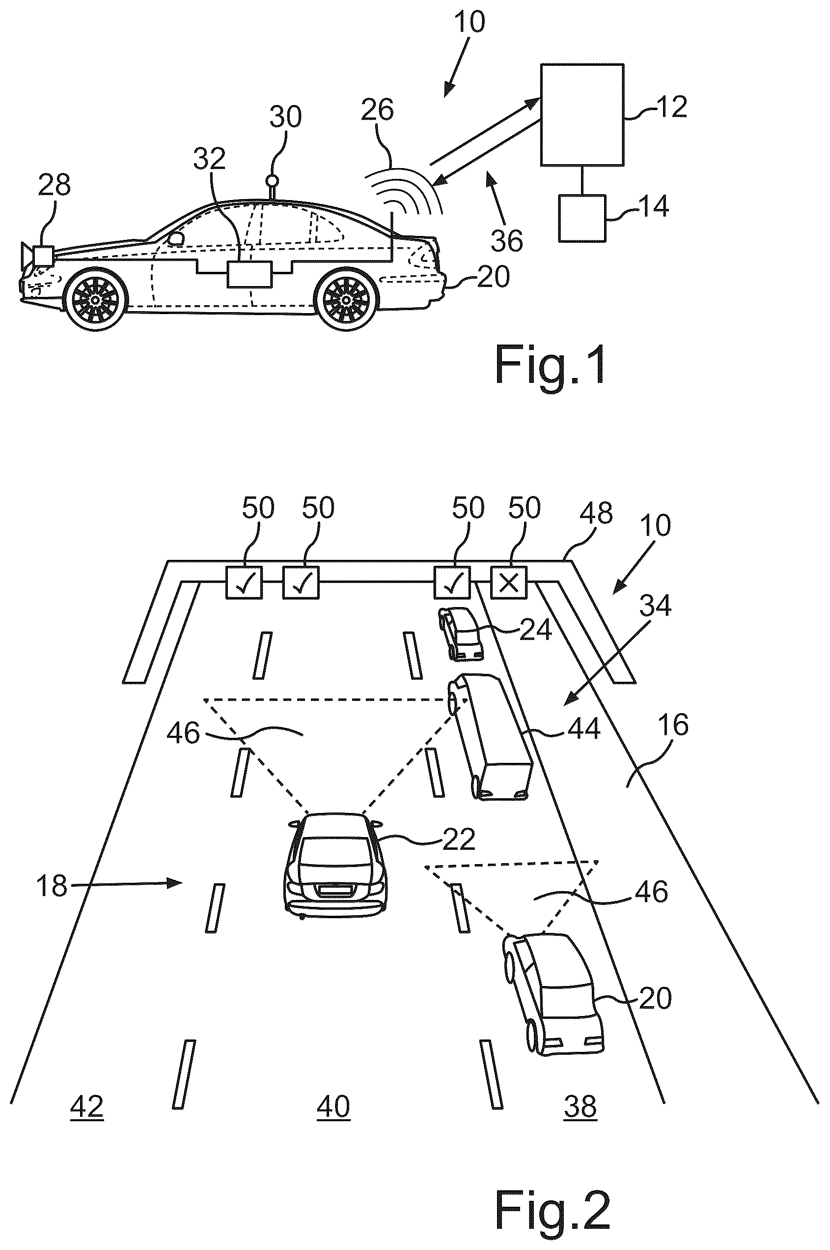 Patent US12367759 Figure 1 – Method for providing a clearance for use of a hard shoulder by means of a monitoring system, and monitoring system