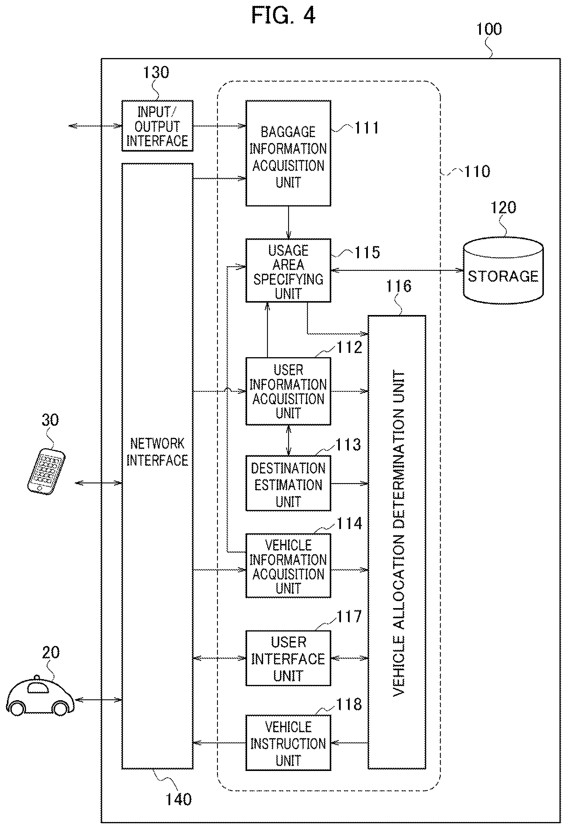 Patent US12367770 Figure 4 – Vehicle allocation support device, vehicle allocation support method, and non-transitory computer-readable storage medium storing vehicle allocation support program