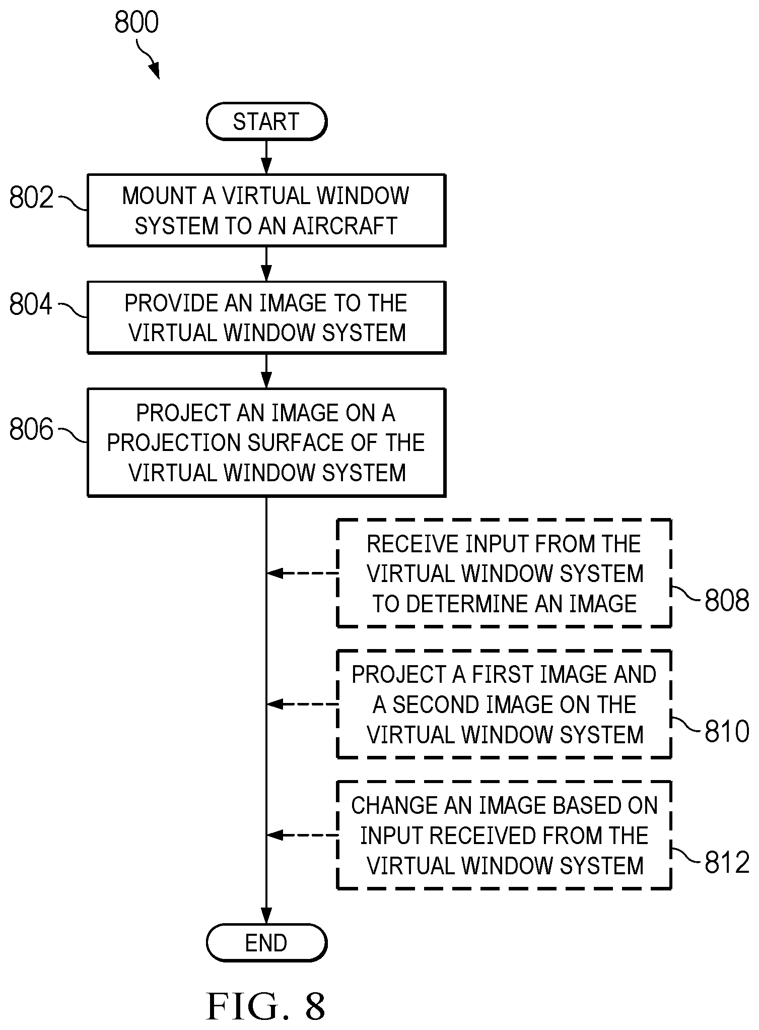 Patent US12367794 Figure 8 – Virtual window for aircraft fuselage