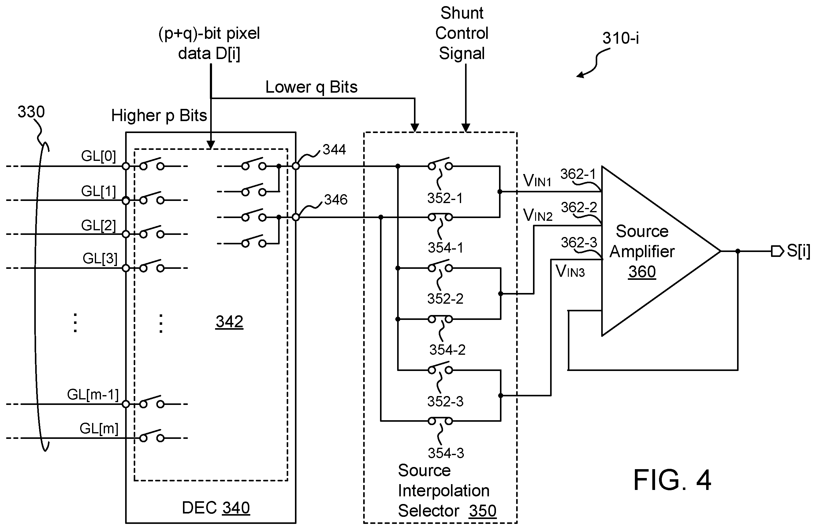 Patent US12367798 Figure 5 – Slew rate enhancement at source amplifier inputs