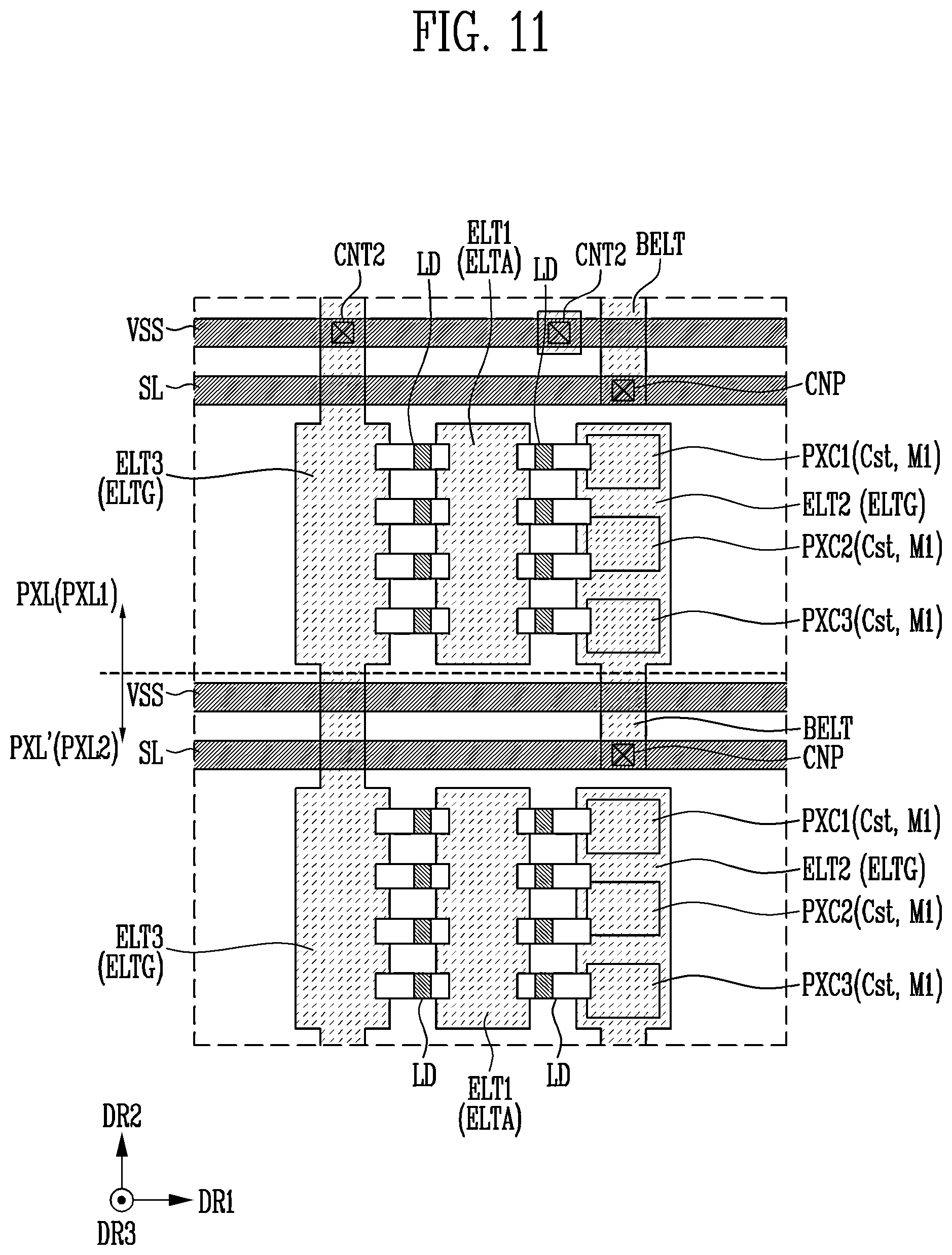 Patent US12367810 Figure 11 – Display device and manufacturing method for the same