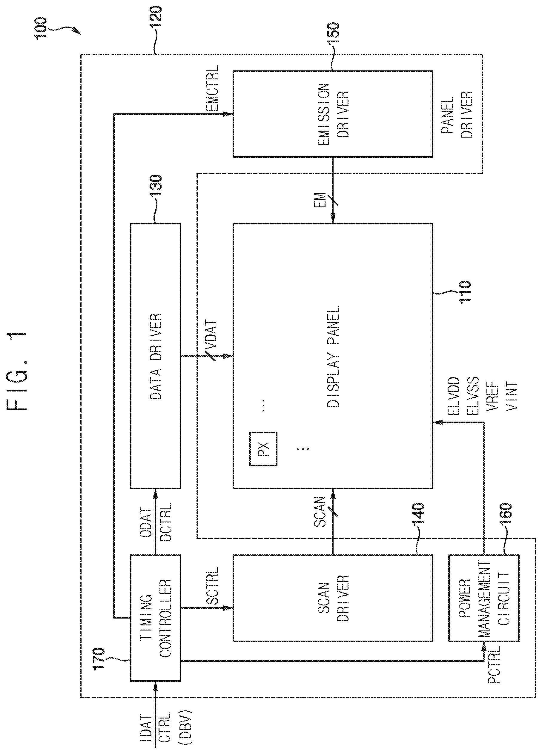 Patent US12367814 Figure 1 – Display device capable of adjusting at least one of reference voltage and initialization voltage according to brightness value