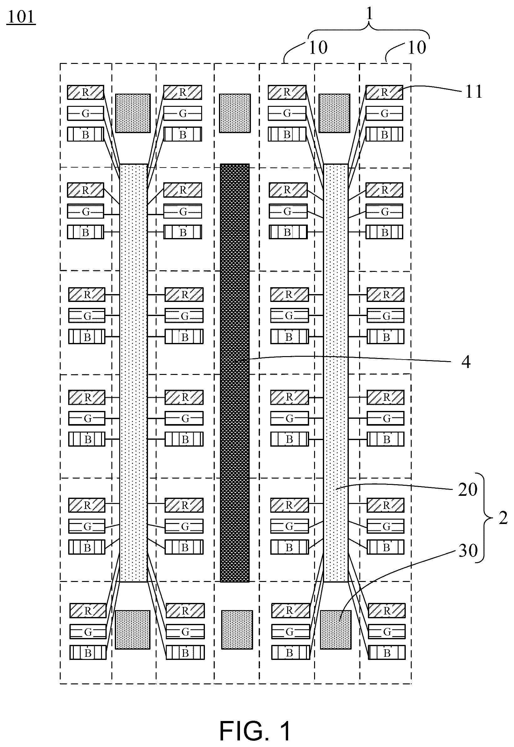 Patent US12367817 Figure 1 – Array substrate, display panel, spliced display panel and display driving method
