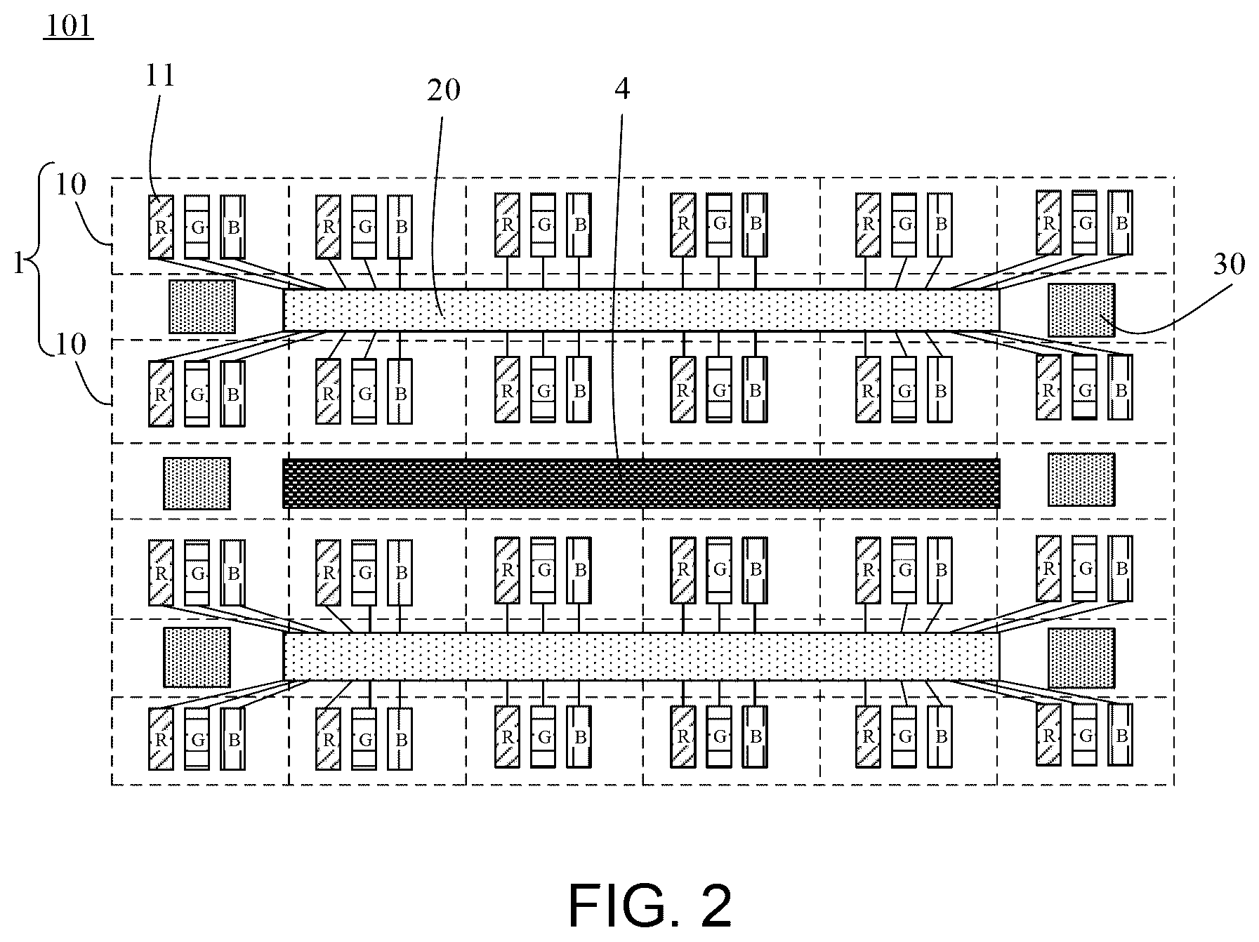 Patent US12367817 Figure 2 – Array substrate, display panel, spliced display panel and display driving method
