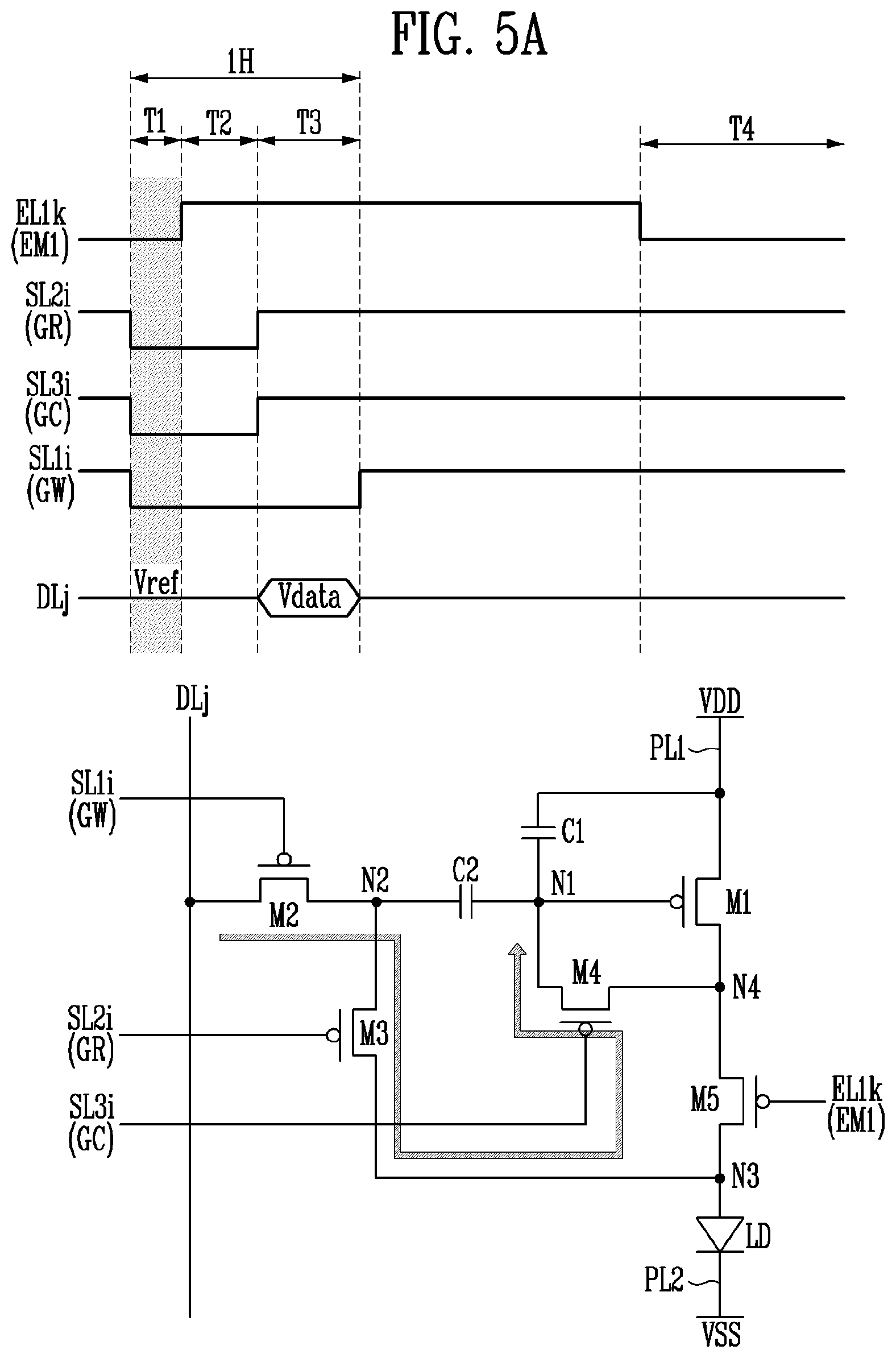 Patent US12367829 Figure 5 – Pixel capable of compensating for threshold voltage of driving transistor and display device including the same