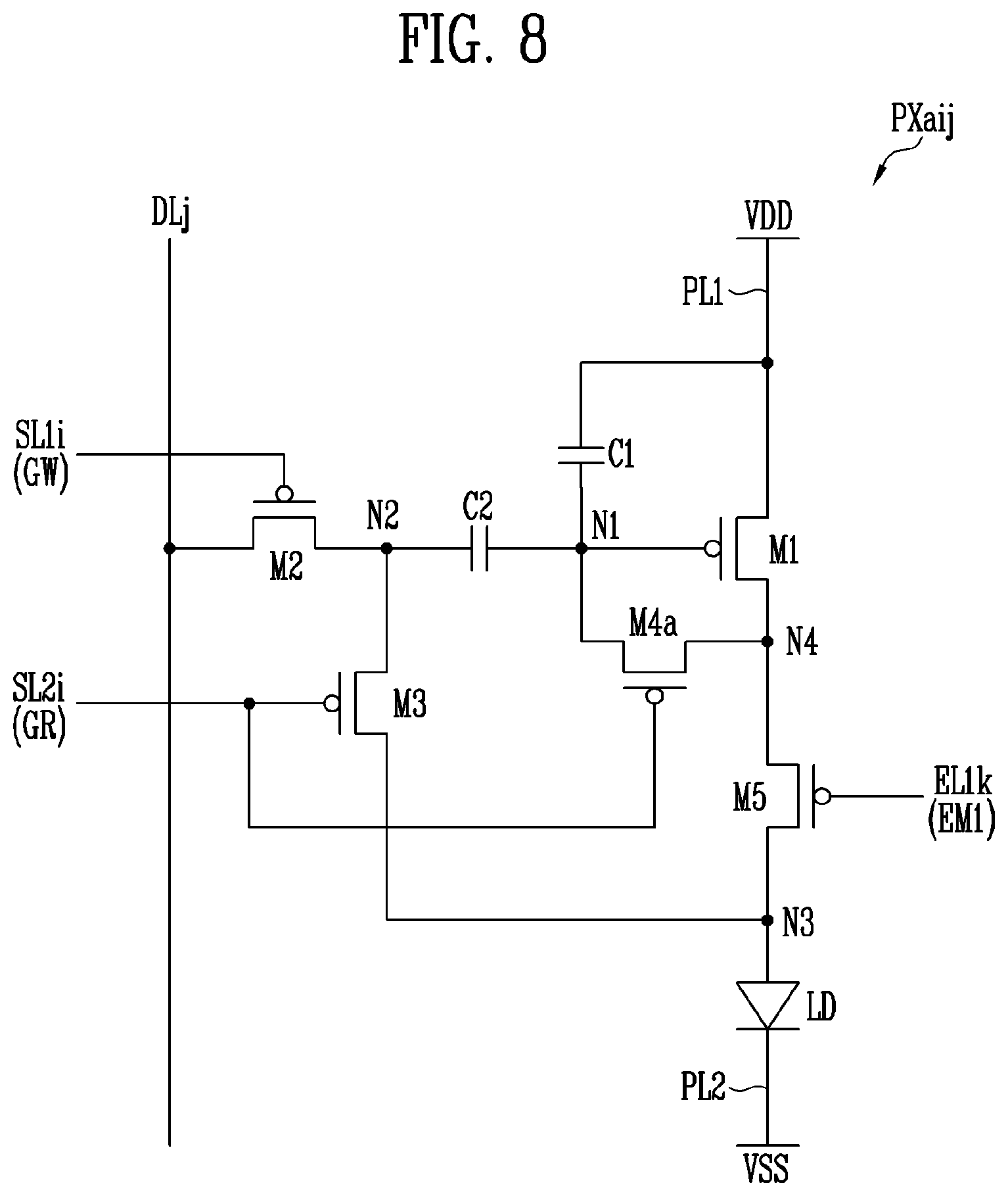 Patent US12367829 Figure 11 – Pixel capable of compensating for threshold voltage of driving transistor and display device including the same