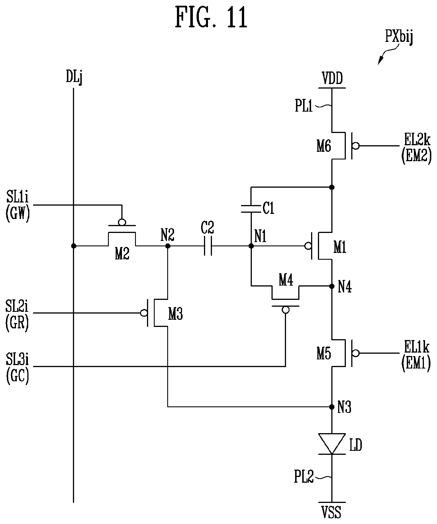Patent US12367829 Figure 14 – Pixel capable of compensating for threshold voltage of driving transistor and display device including the same
