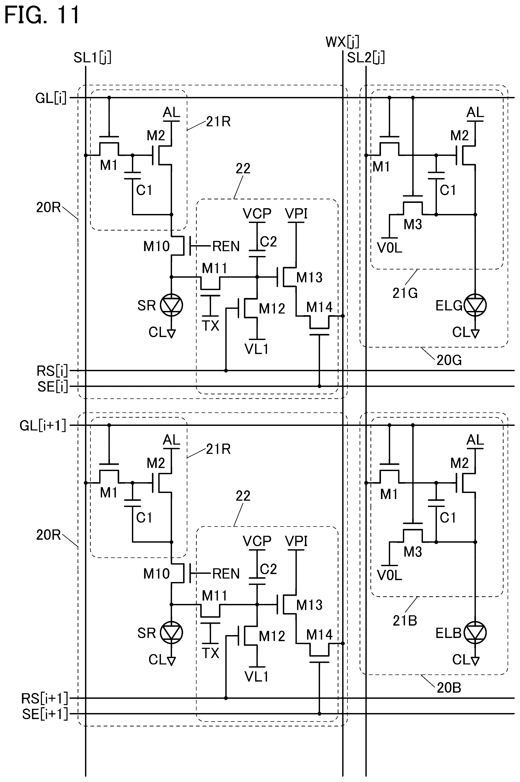 Patent US12367832 Figure 11 – Display device, display module, and electronic device