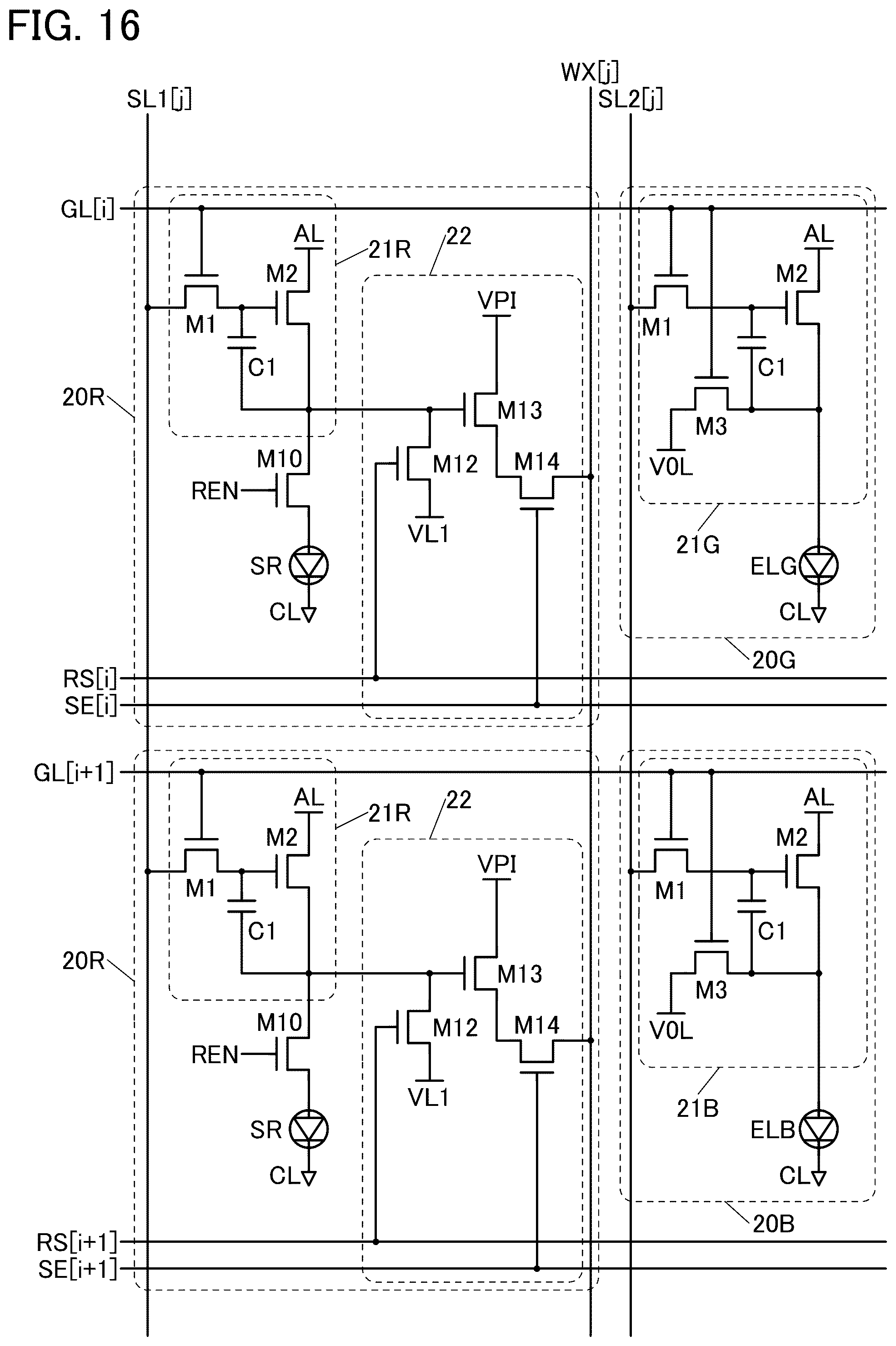 Patent US12367832 Figure 16 – Display device, display module, and electronic device