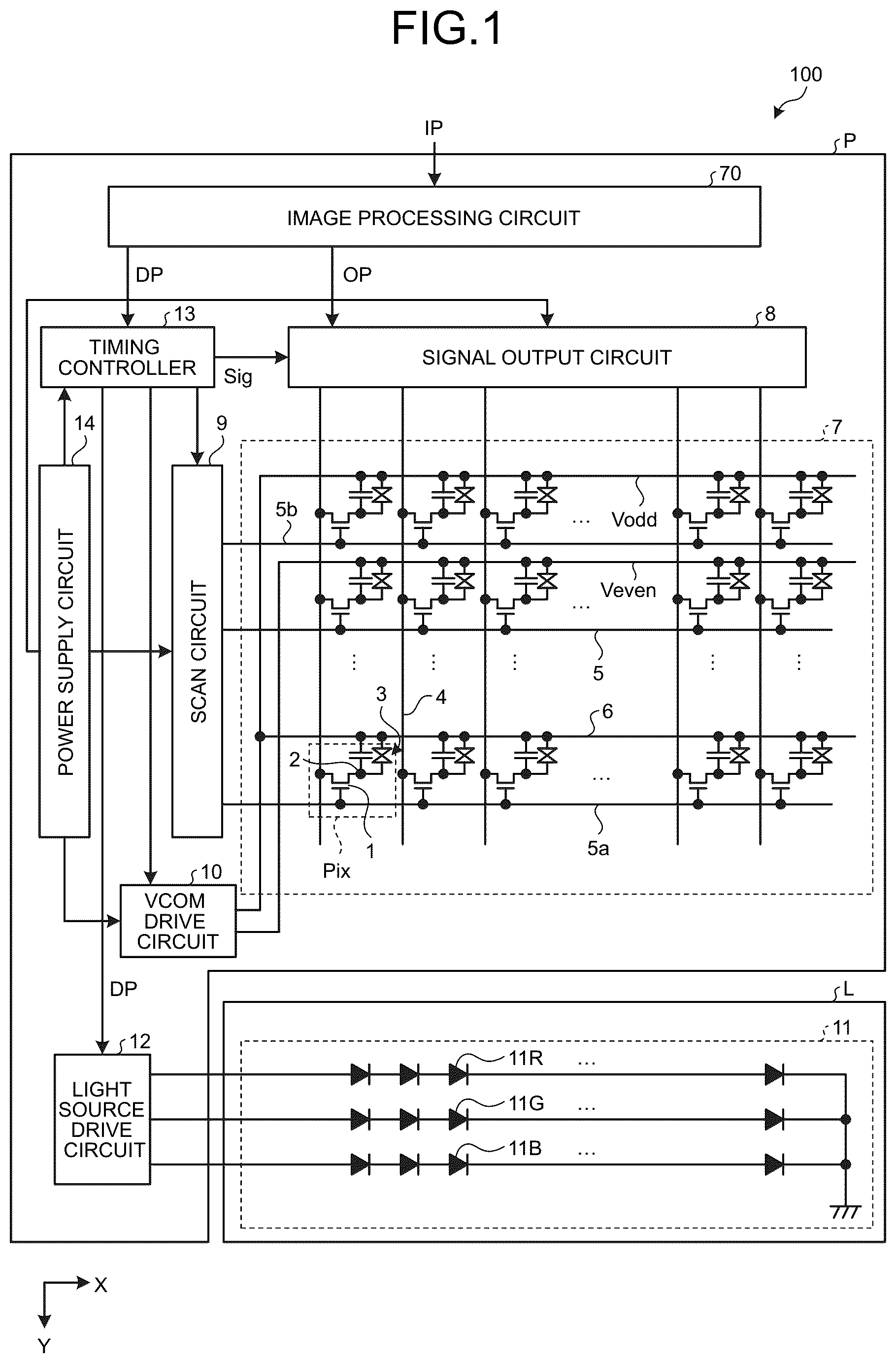 Patent US12367845 Figure 1 – Display device