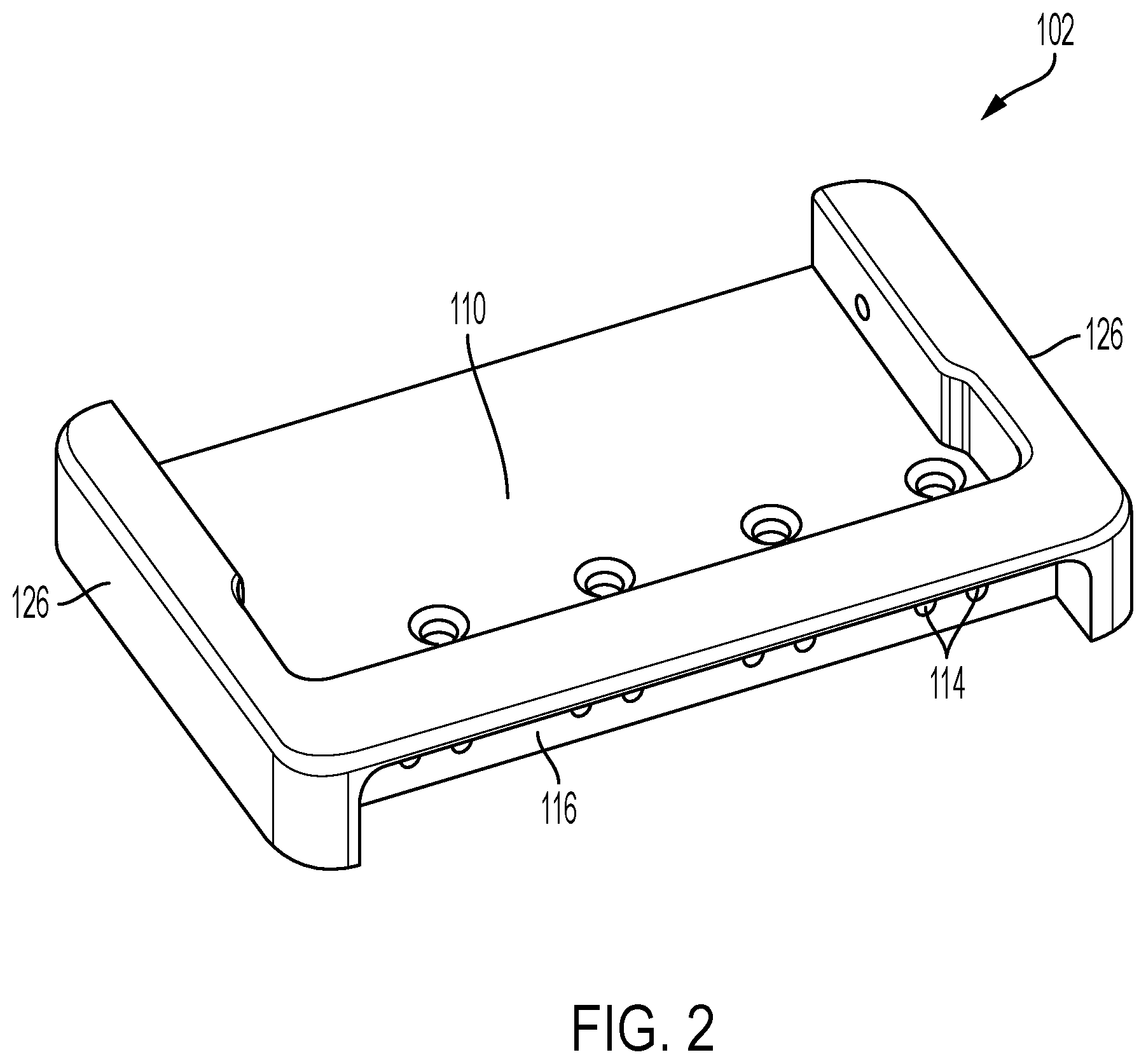 Patent US12367853 Figure 2 – Multi-course stringed instrument bridge assembly