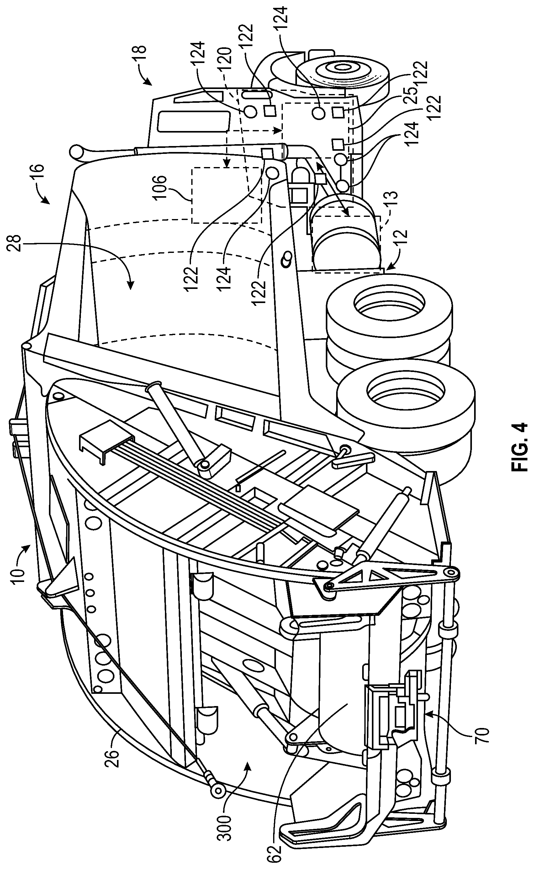 Patent US12367857 Figure 4 – Refuse vehicle with sound management