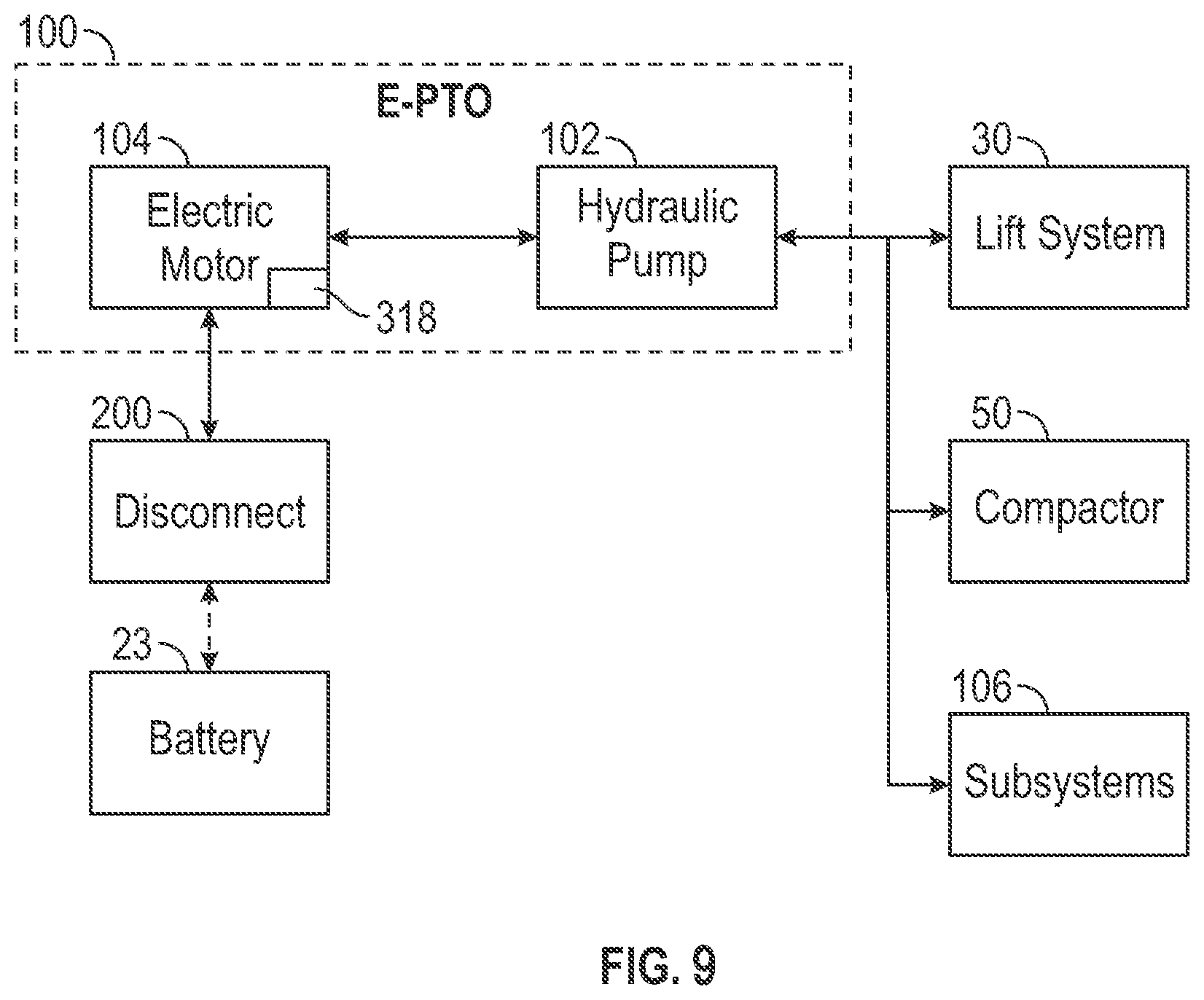 Patent US12367857 Figure 9 – Refuse vehicle with sound management