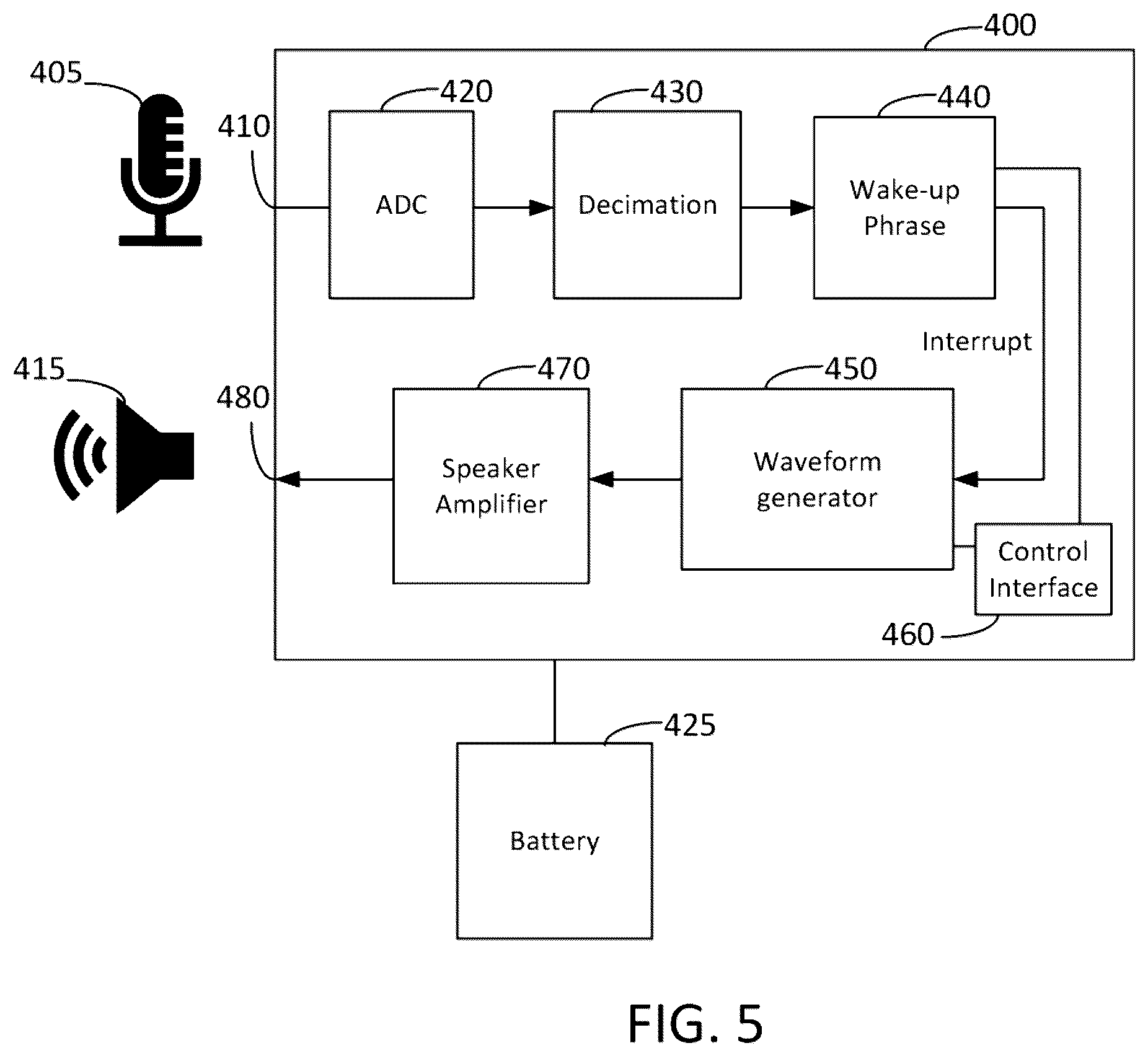 Patent US12367873 Figure 5 – System architecture and embedded circuit to locate a lost portable device using voice command