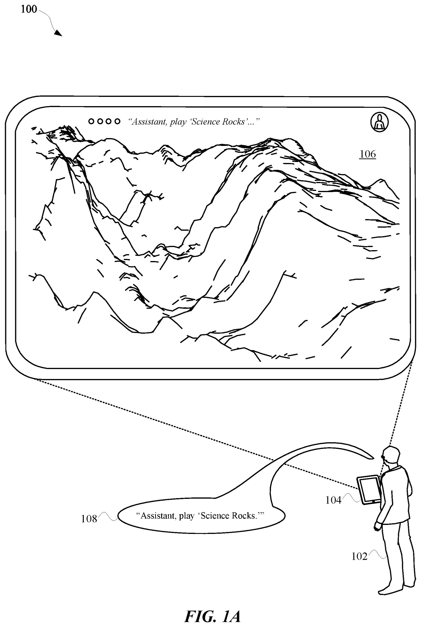 Patent US12367880 Figure 1 – Passive disambiguation of assistant commands