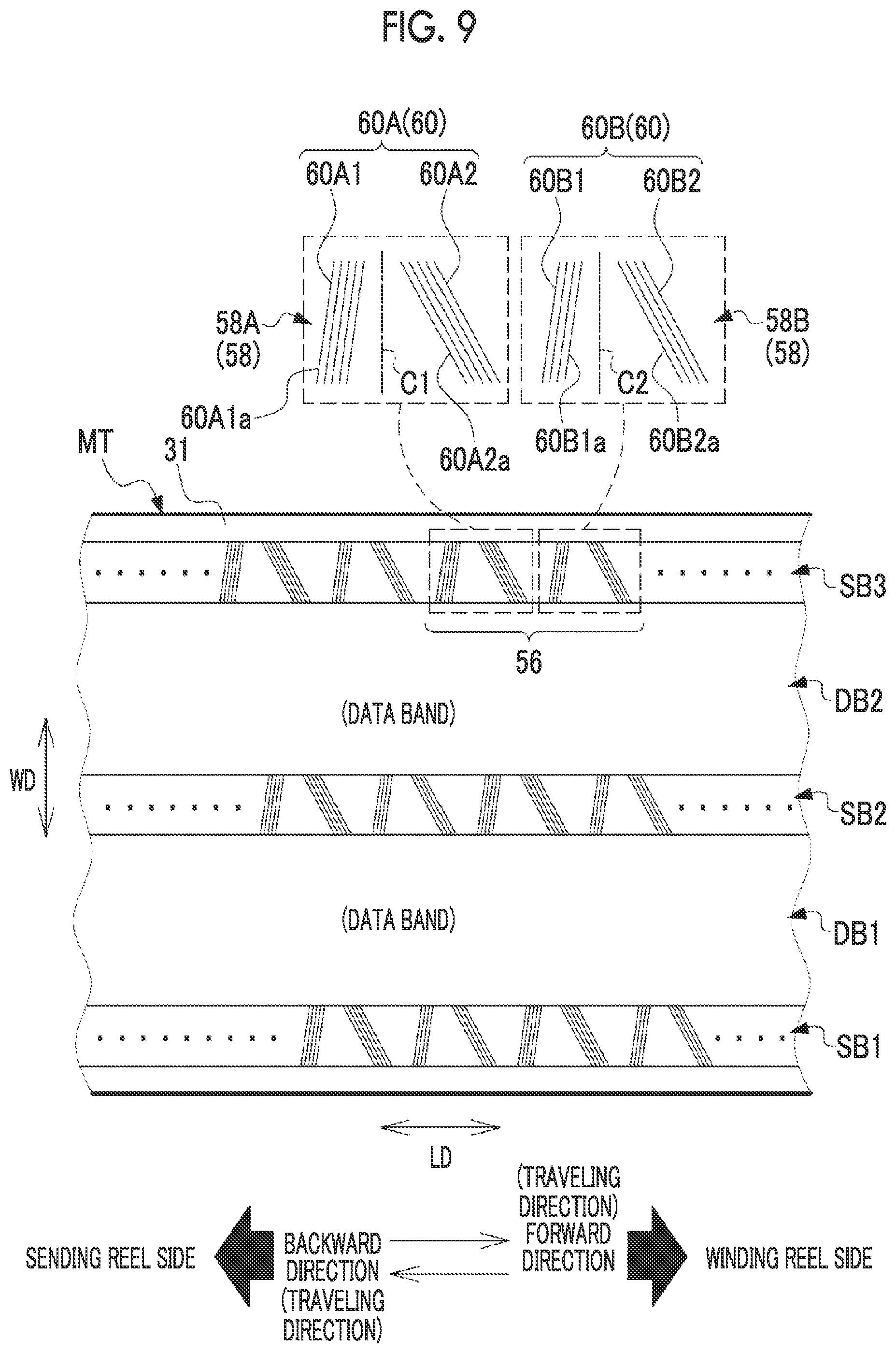 Patent US12367897 Figure 9 – Servo pattern recording device, magnetic tape, magnetic tape cartridge, magnetic tape drive, magnetic tape system, detection device, servo pattern recording method, and manufacturing method of magnetic tape