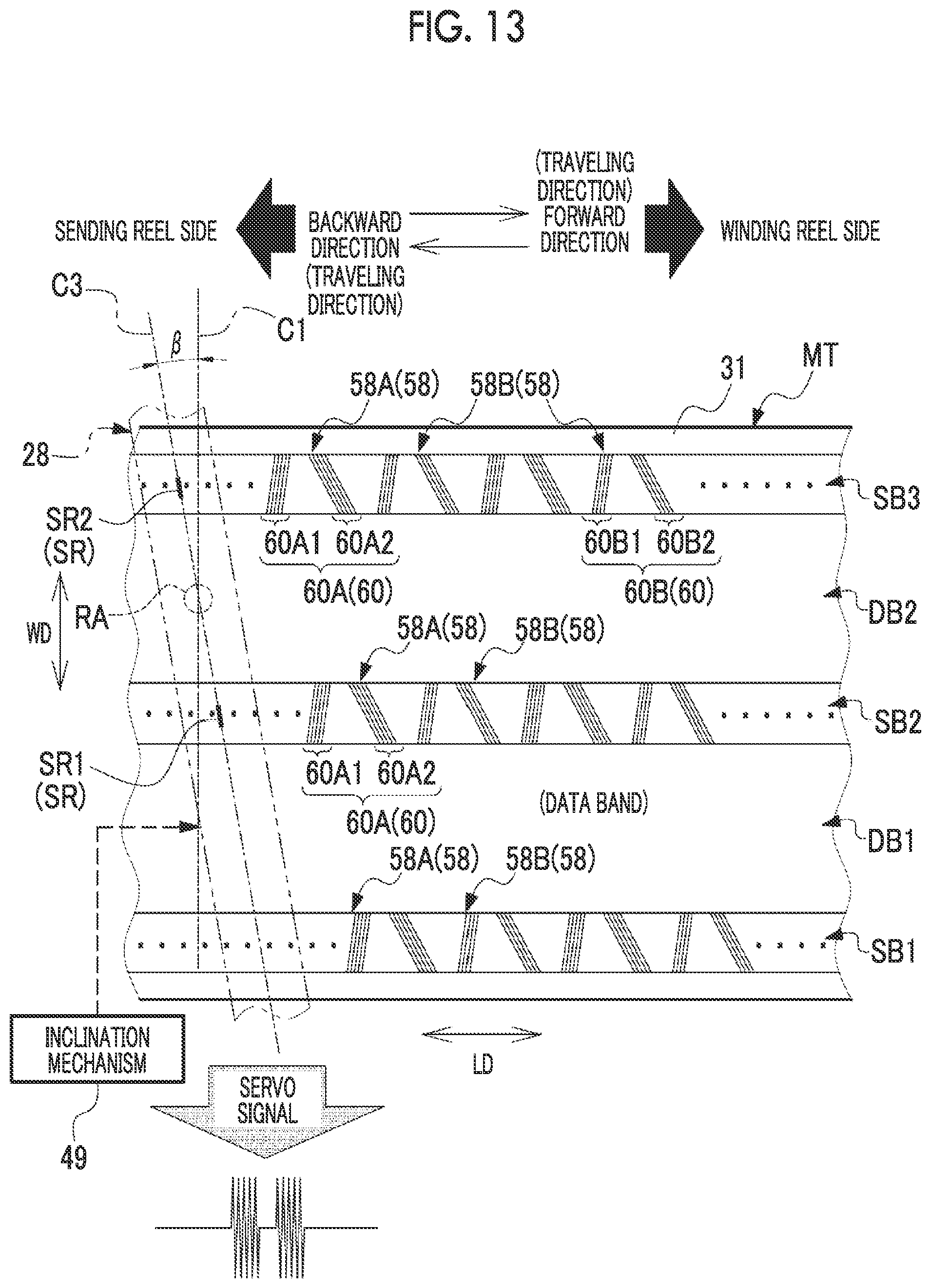 Patent US12367897 Figure 13 – Servo pattern recording device, magnetic tape, magnetic tape cartridge, magnetic tape drive, magnetic tape system, detection device, servo pattern recording method, and manufacturing method of magnetic tape