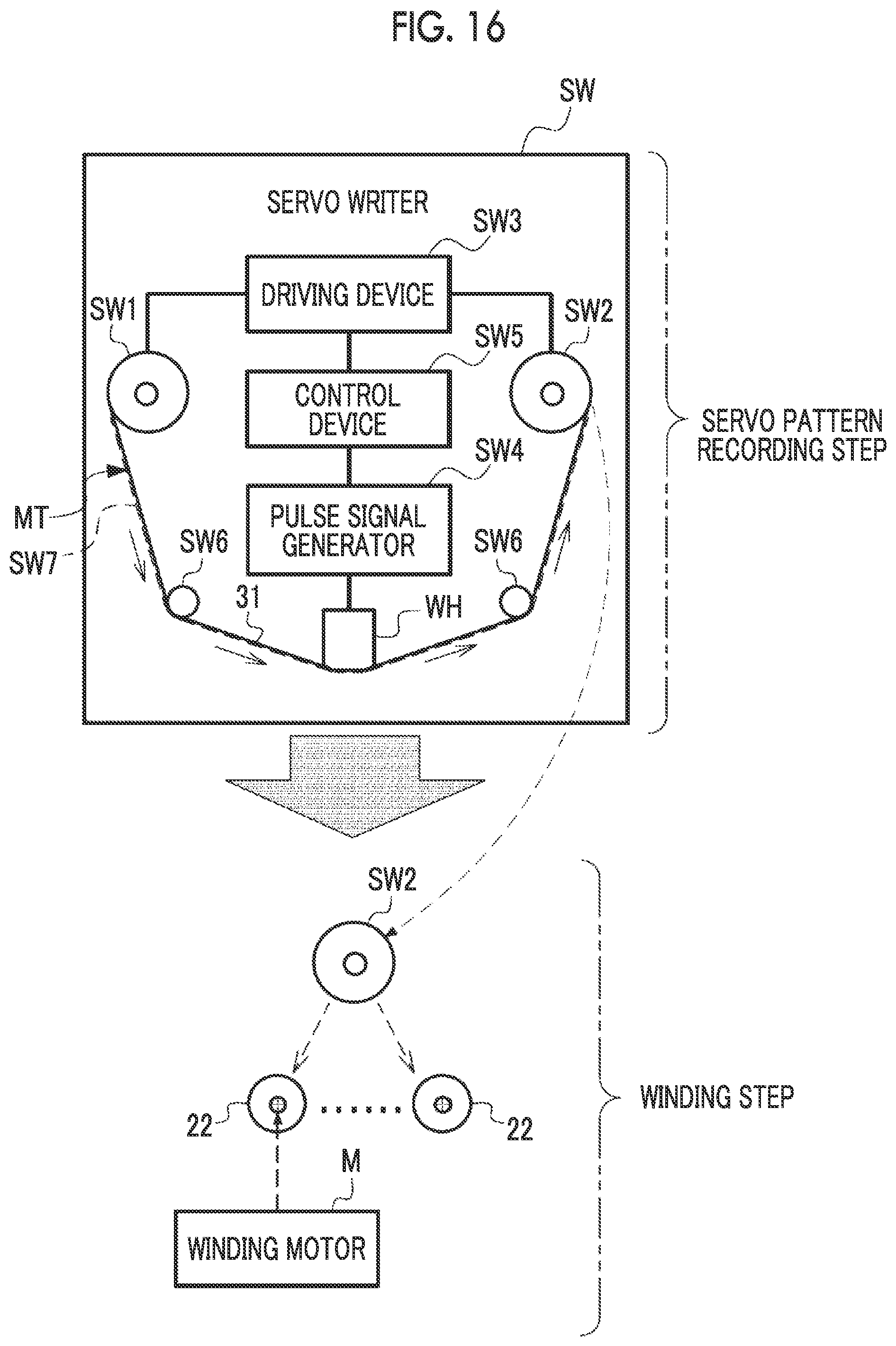 Patent US12367897 Figure 16 – Servo pattern recording device, magnetic tape, magnetic tape cartridge, magnetic tape drive, magnetic tape system, detection device, servo pattern recording method, and manufacturing method of magnetic tape