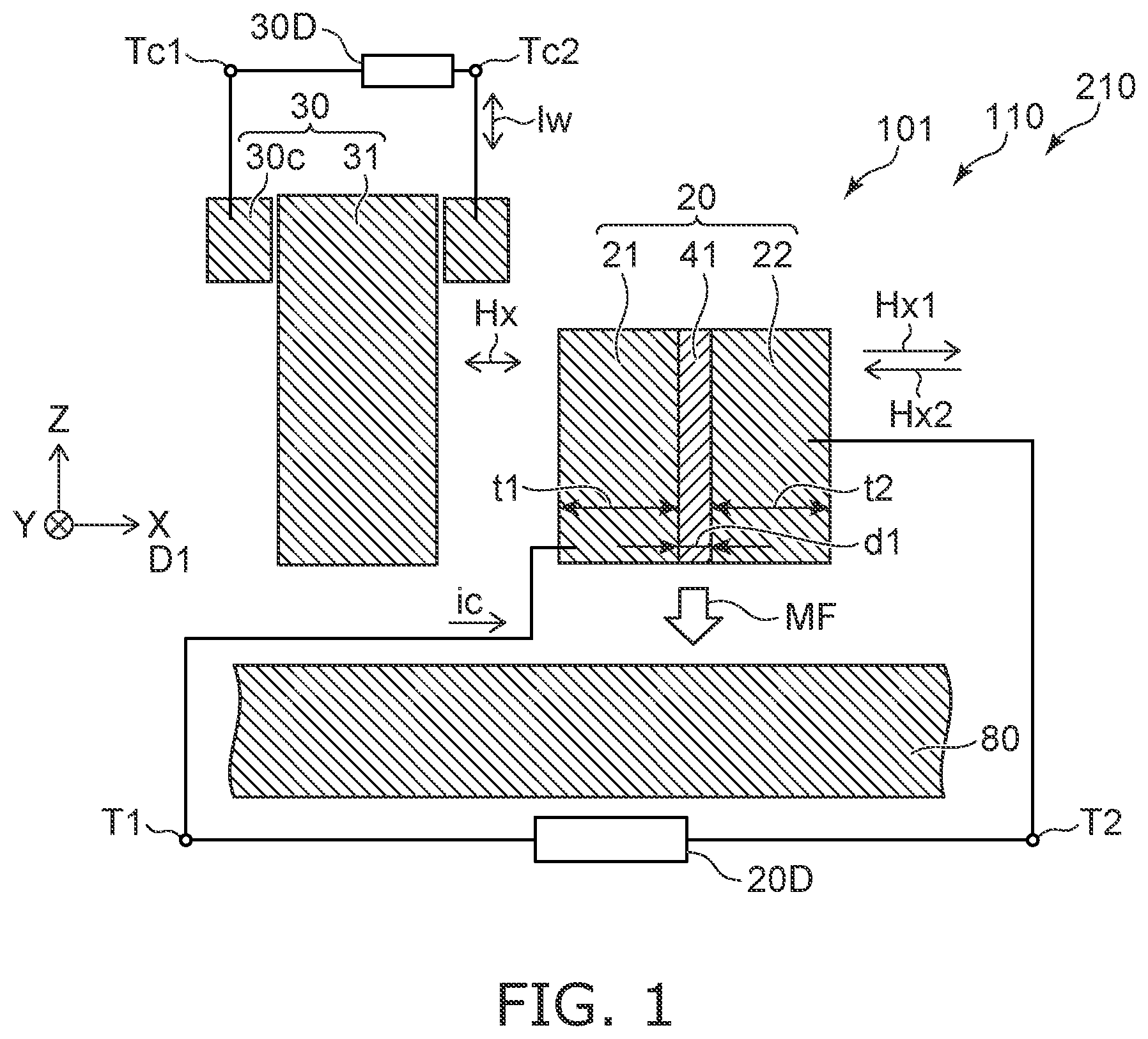 Patent US12367898 Figure 1 – Magnetic device, magnetic head, and magnetic recording device