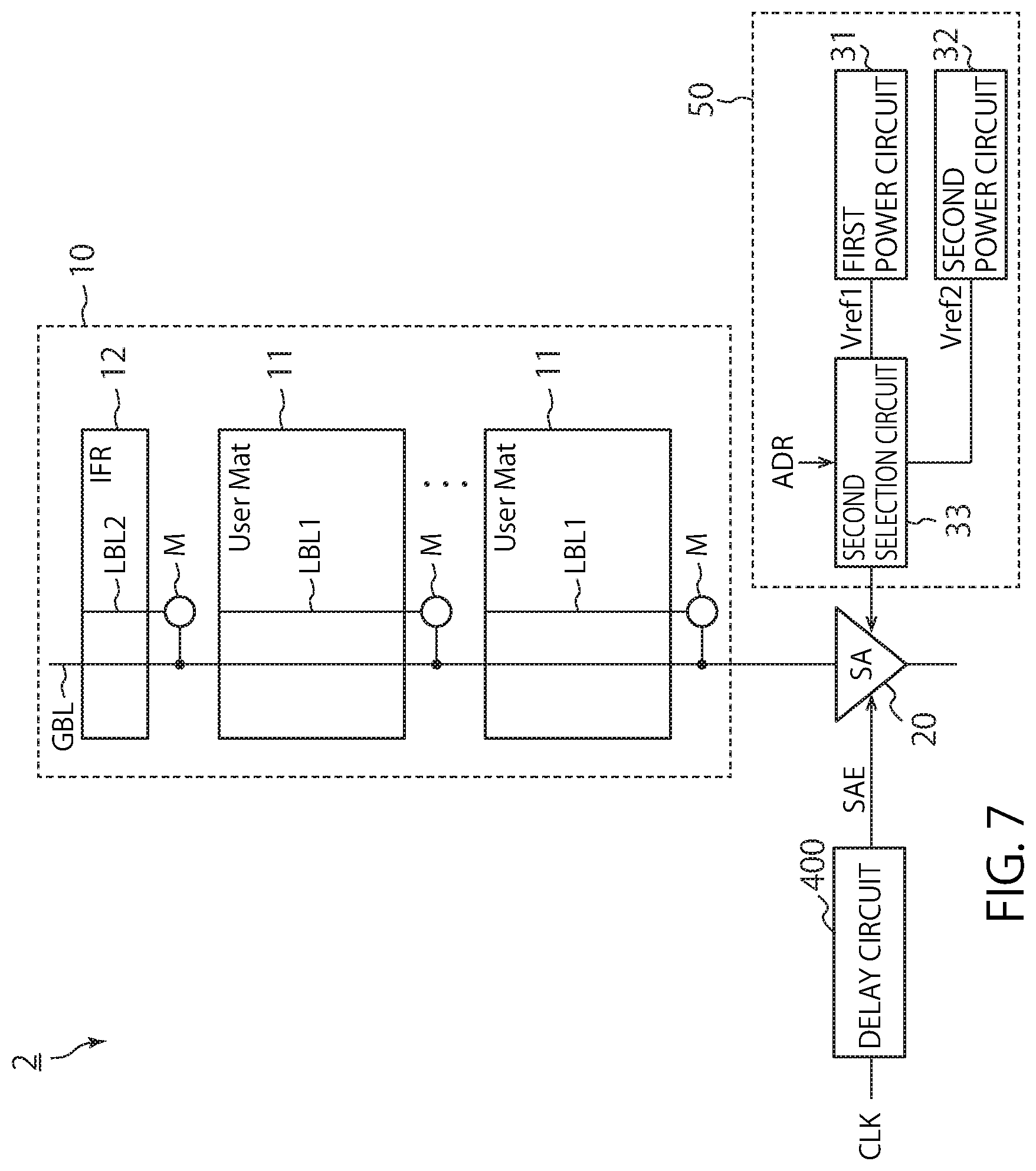 Patent US12367912 Figure 7 – Semiconductor storage device including sense amplifier that senses data from multiple memory circuits