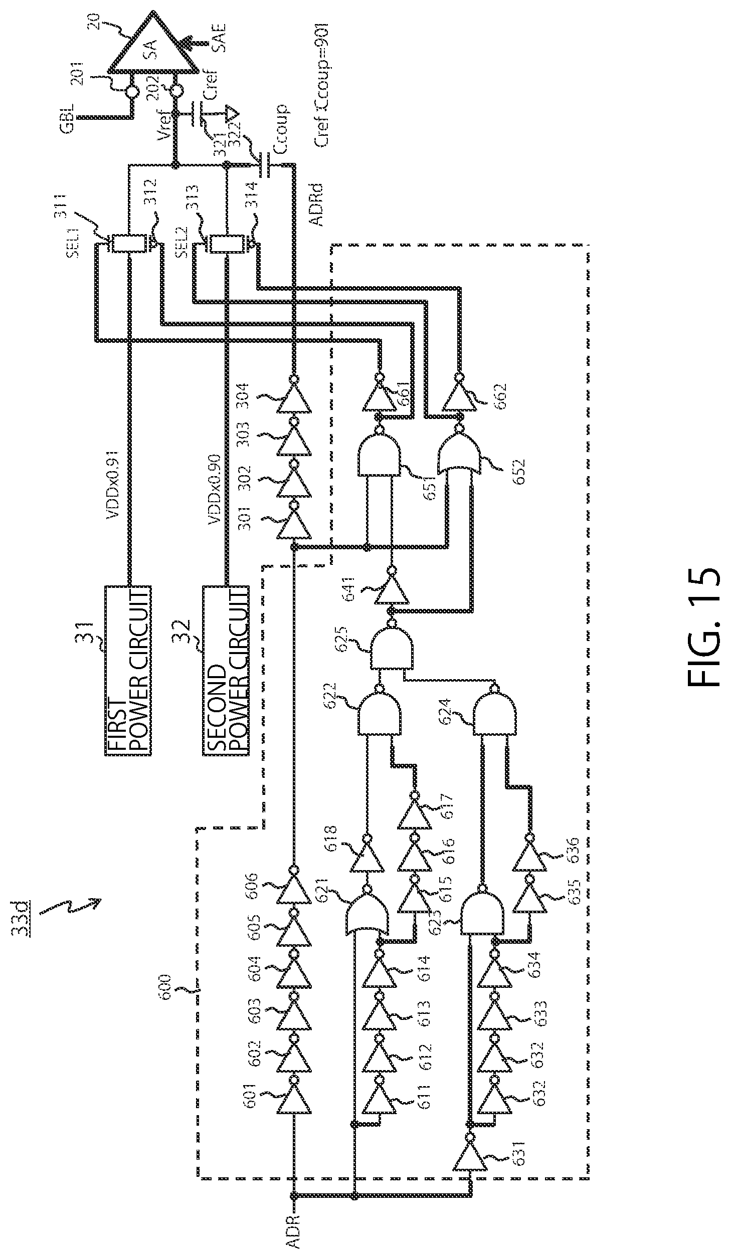 Patent US12367912 Figure 15 – Semiconductor storage device including sense amplifier that senses data from multiple memory circuits
