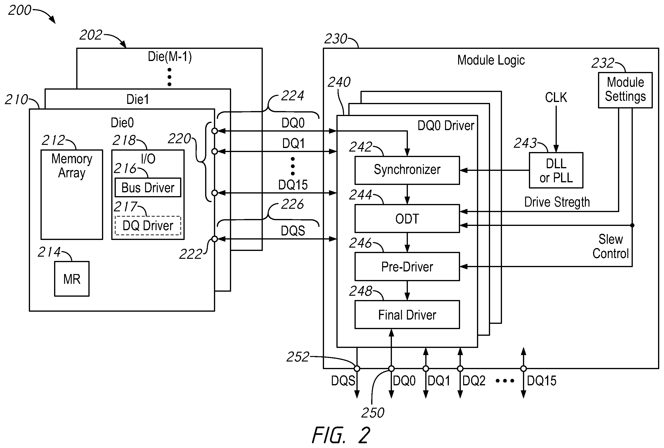 Patent US12367913 Figure 2 – Apparatuses, systems, and methods for memory module data drivers