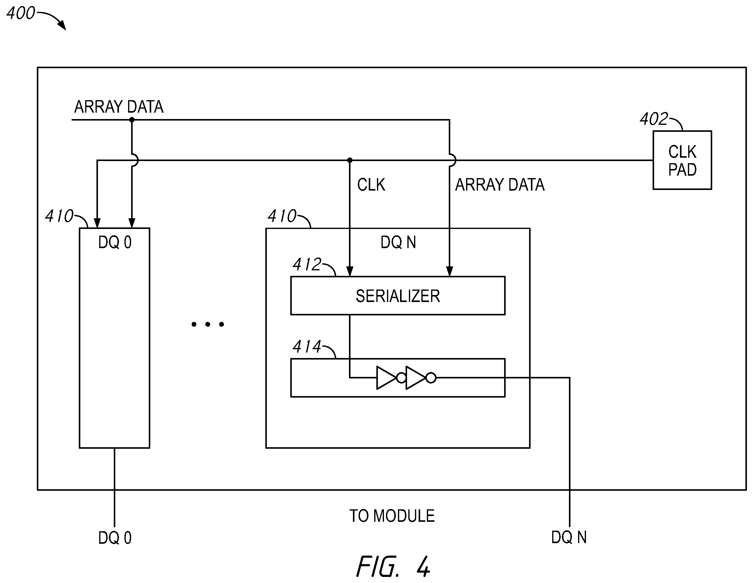Patent US12367913 Figure 4 – Apparatuses, systems, and methods for memory module data drivers