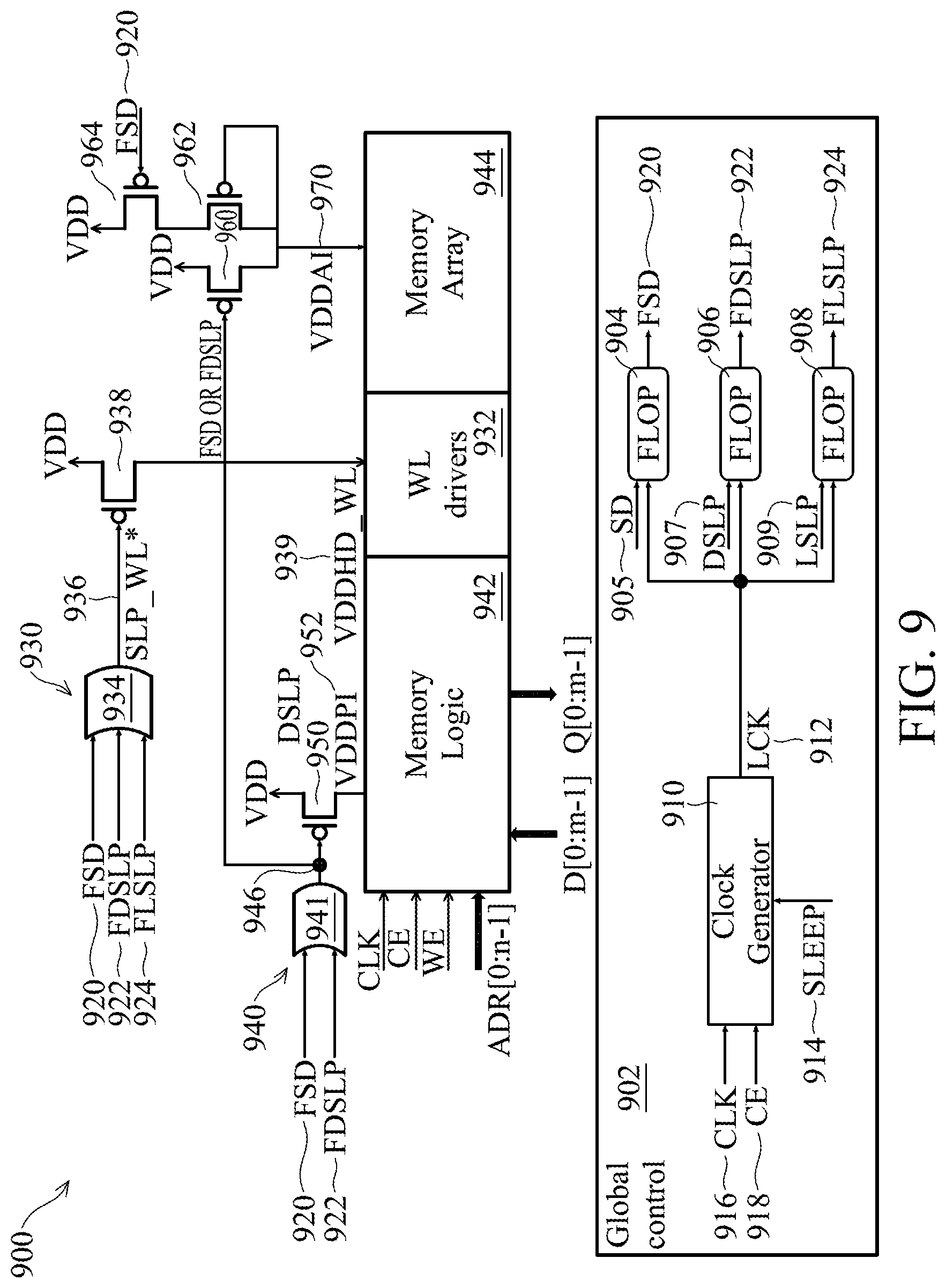 Patent US12367917 Figure 9 – Systems and methods for controlling power assertion in a memory device