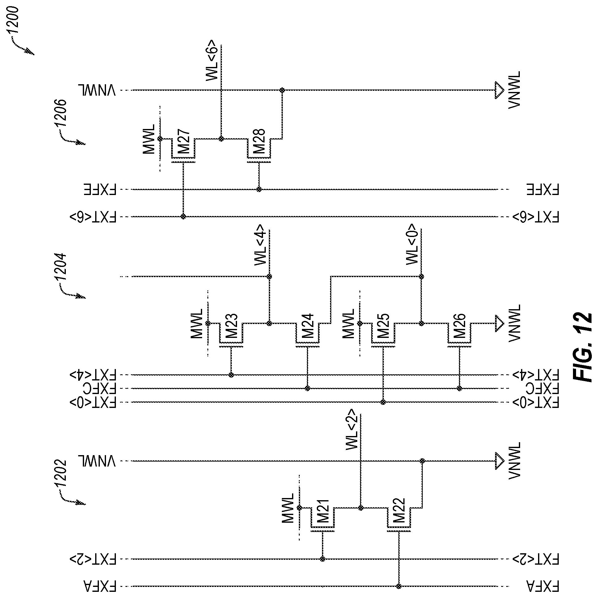 Patent US12367919 Figure 14 – Word line driver circuitry including shared driver gates, and associated methods, devices, and systems