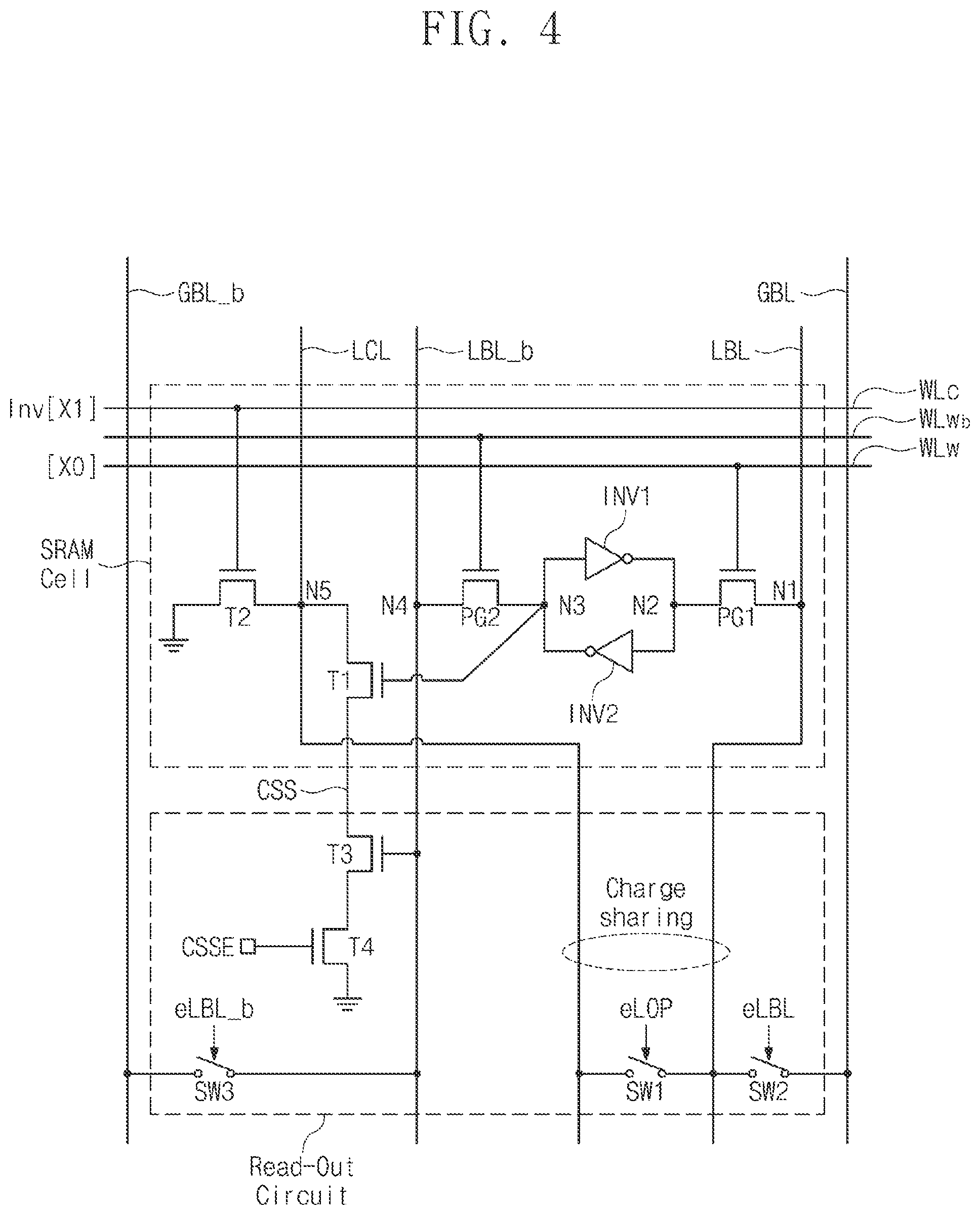 Patent US12367920 Figure 5 – SRAM cell configured to perform multiply-accumulate (MAC) operation on multi-bit data based on charge sharing and method of operating the same