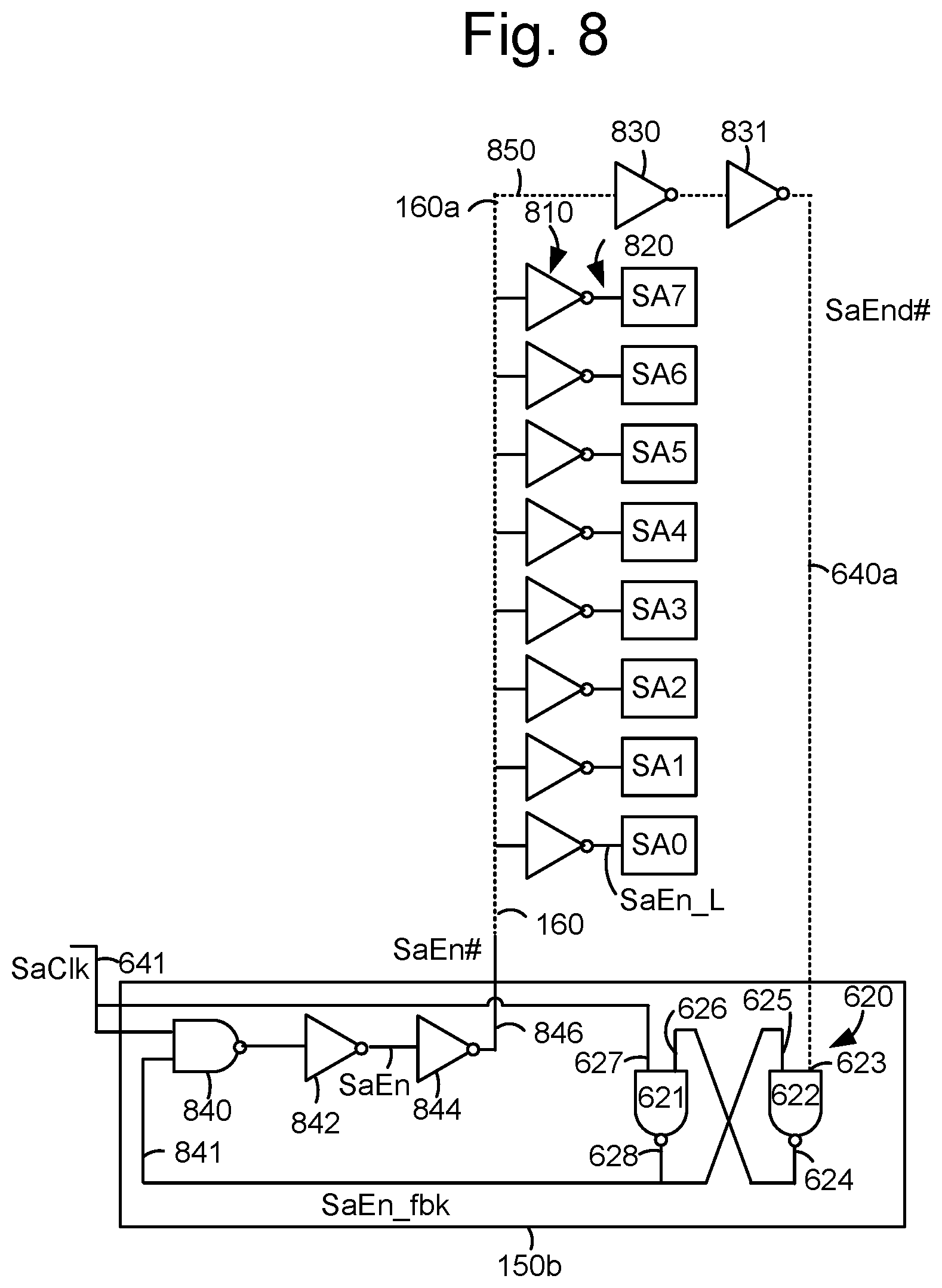 Patent US12367926 Figure 8 – Apparatus and method to optimize sense-amp enable pulse-width in SRAM arrays
