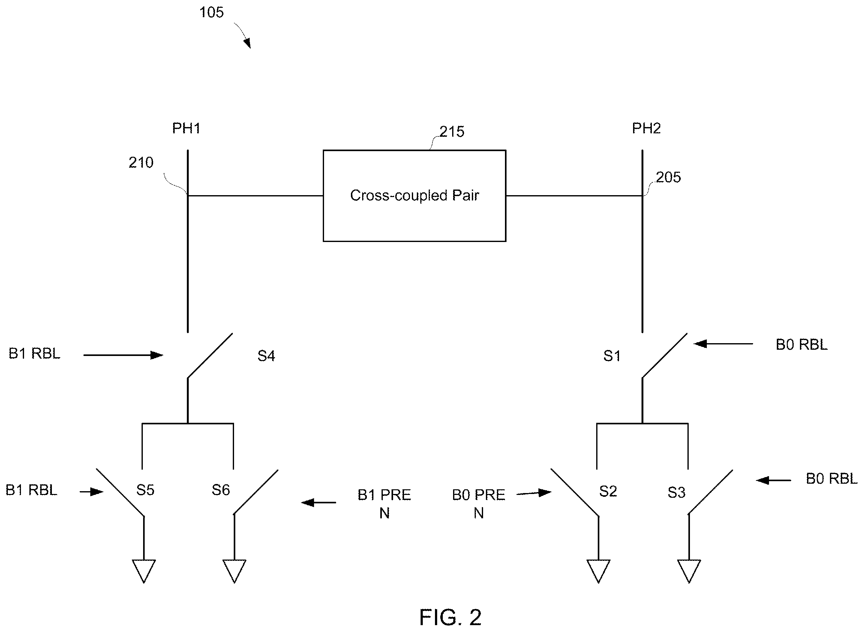 Patent US12367927 Figure 2 – Pseudo-differential de-glitch sense amplifier