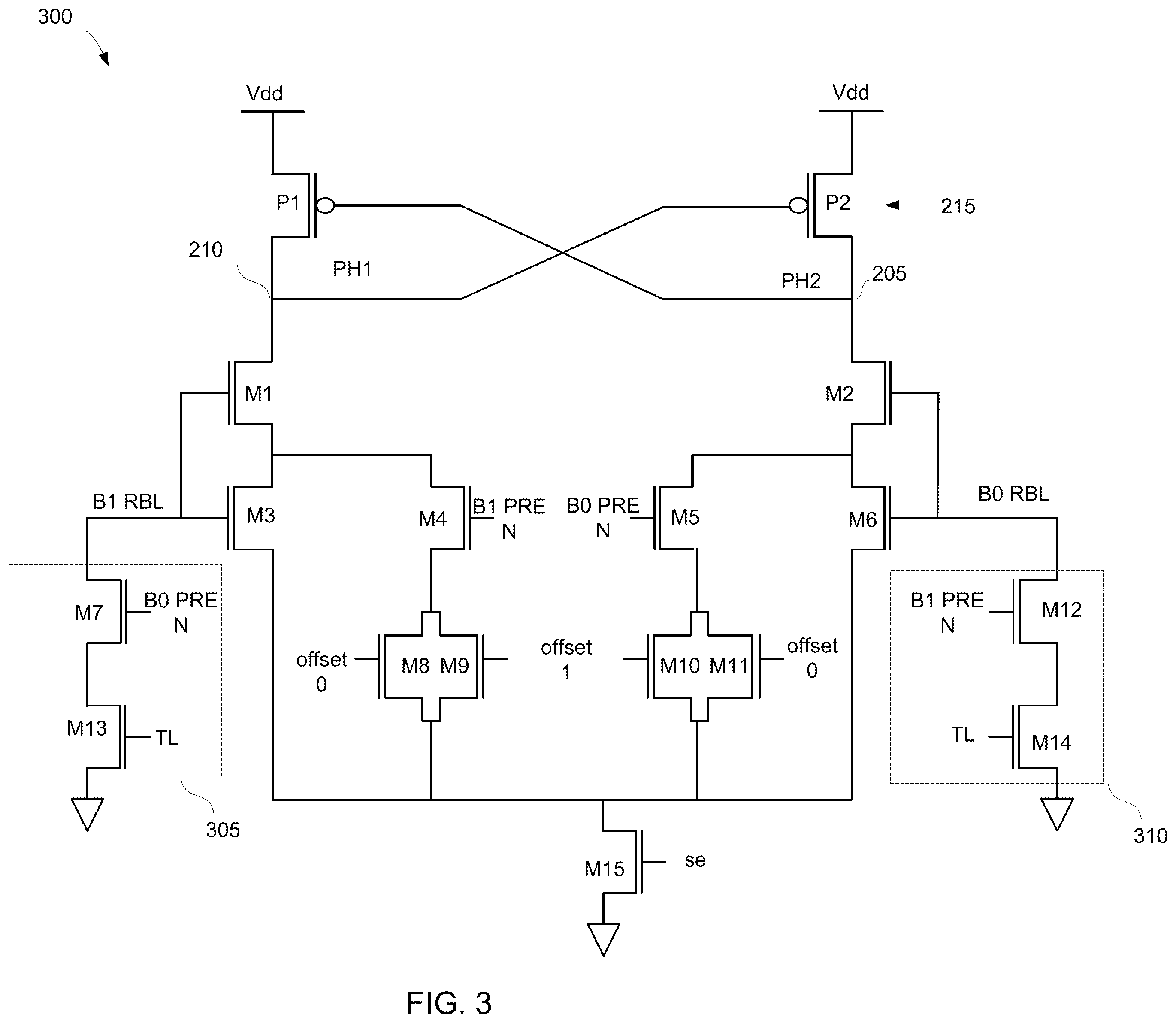 Patent US12367927 Figure 3 – Pseudo-differential de-glitch sense amplifier