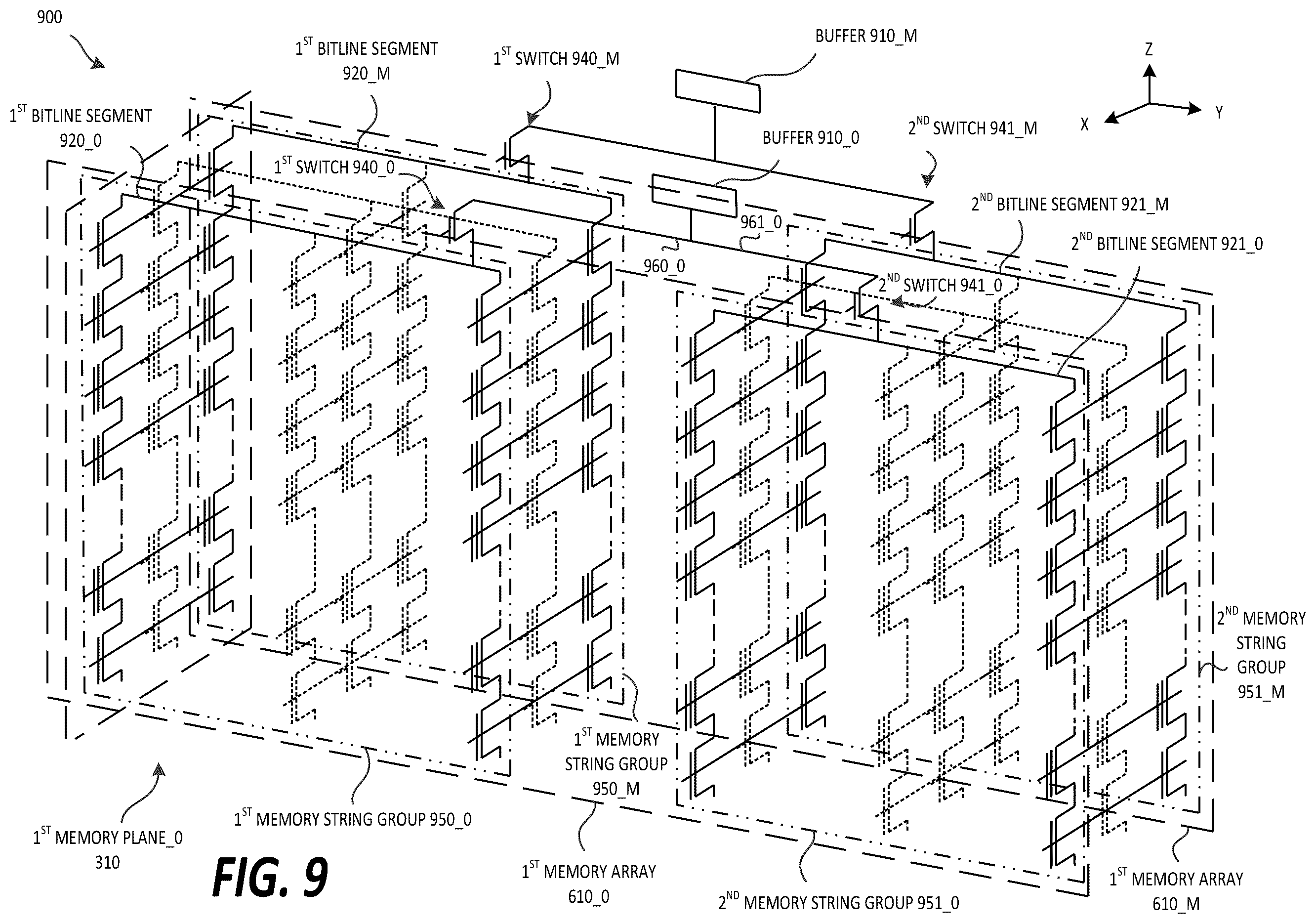 Patent US12367936 Figure 9 – Page buffer circuit with bit line select transistor