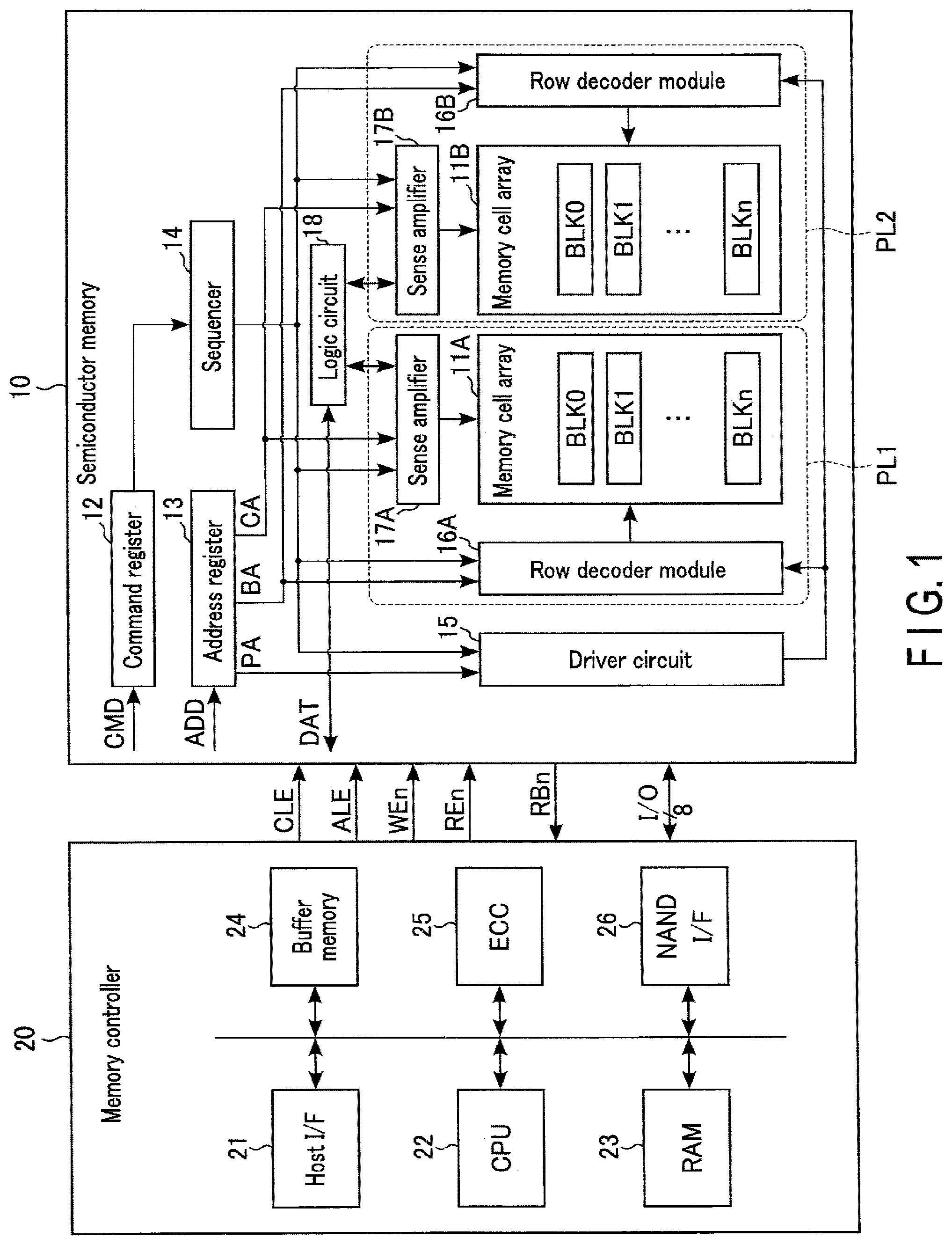 Patent US12367938 — Semiconductor memory with different threshold voltages of memory cells — Figure 1