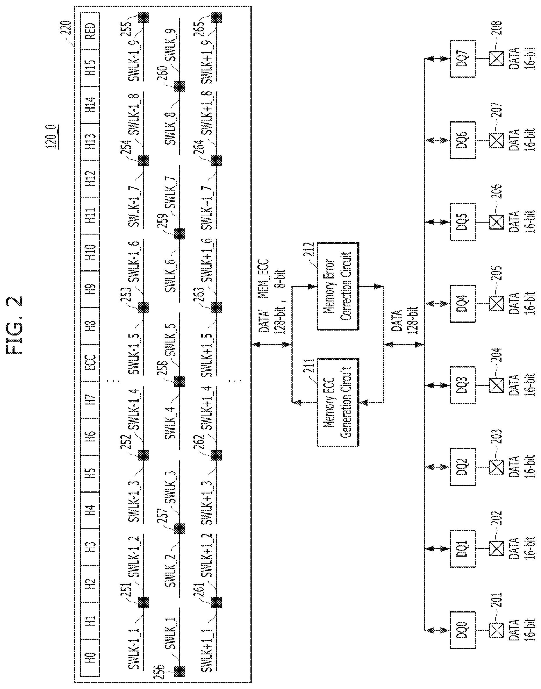 Patent US12367945 Figure 2 – Memory and memory system with both long and short sub word lines connected to same row