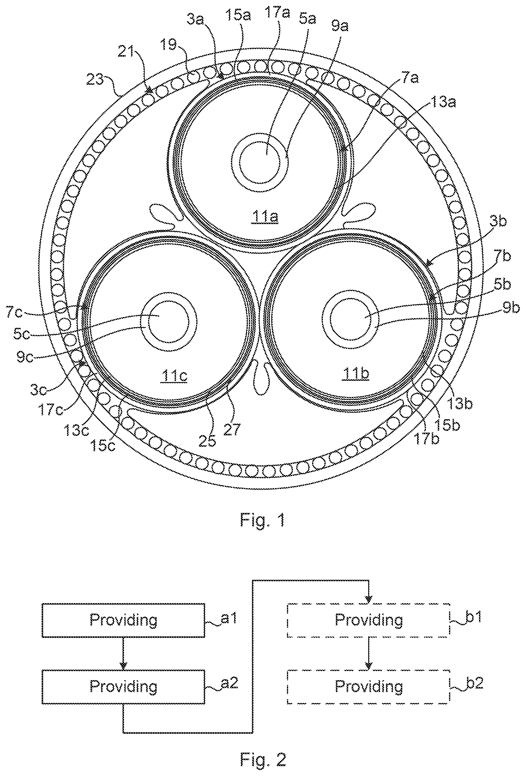 Patent US12367991 Figure 1 – AC submarine power cable with reduced losses