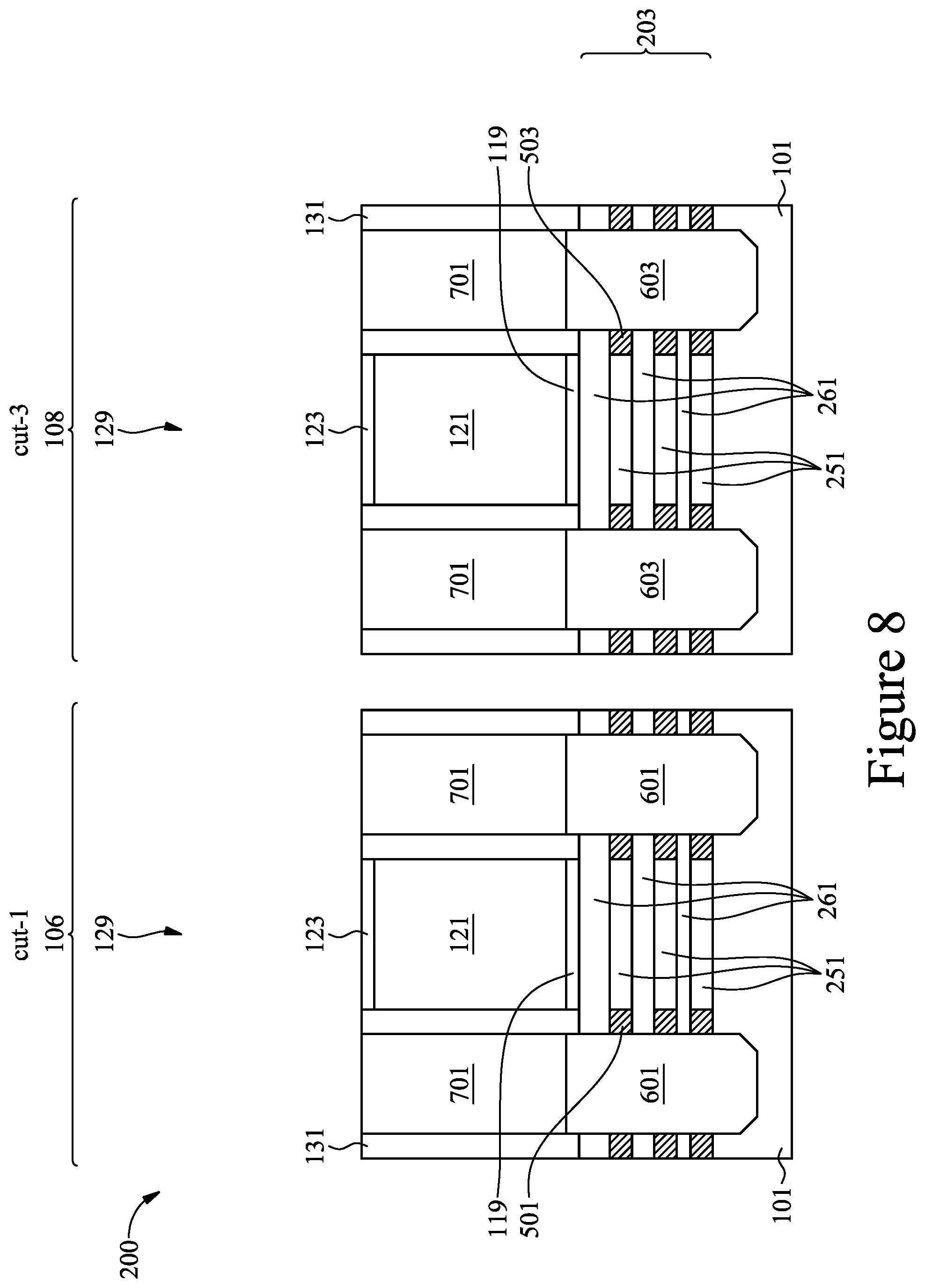 Patent US12368060 Figure 8 – Semiconductor devices and methods of manufacturing