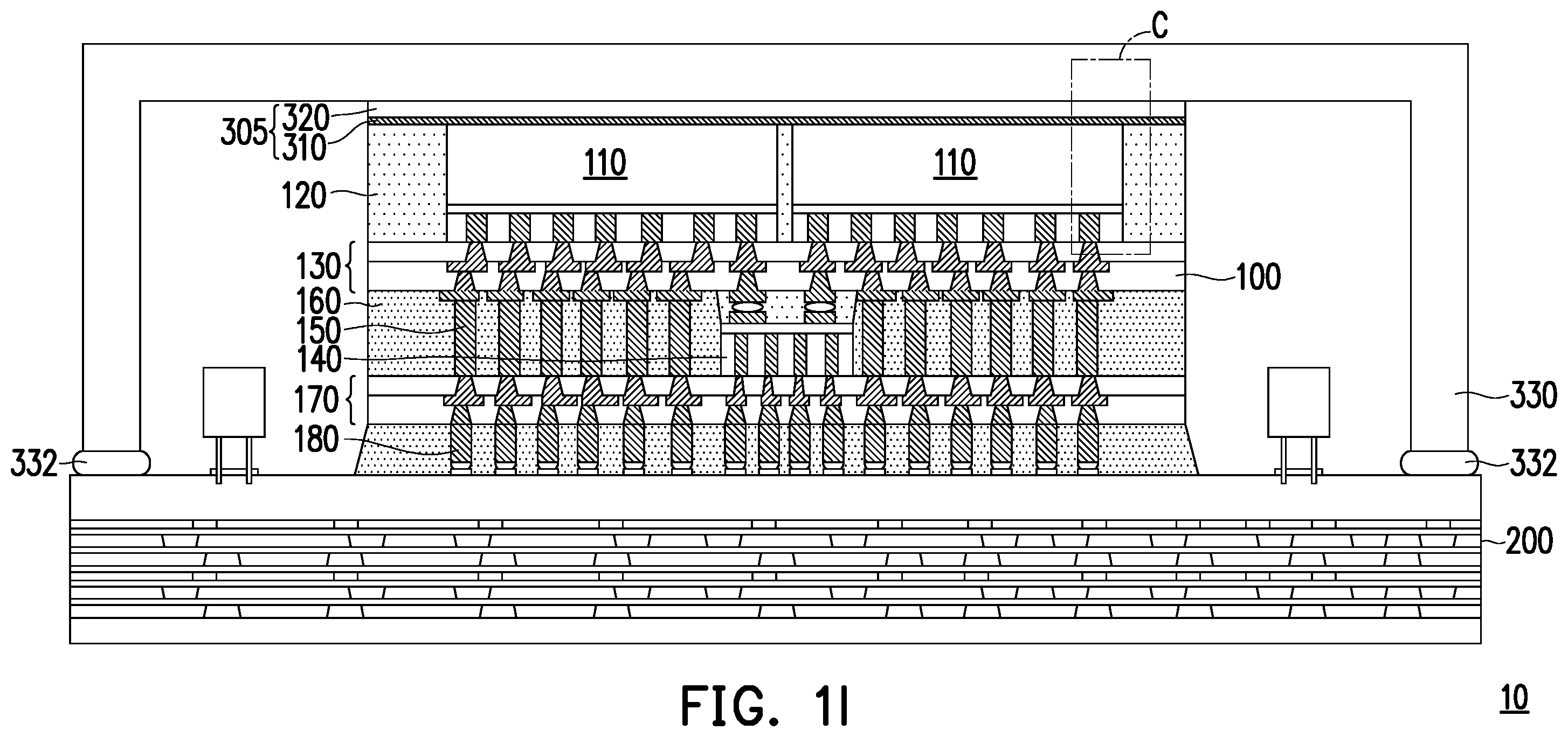 Patent US12368084 Figure 9 – Package structure and manufacturing method thereof
