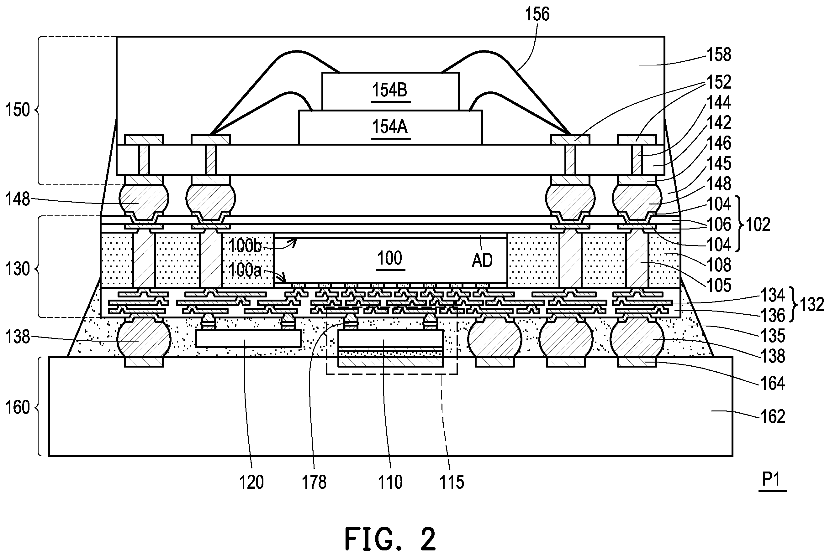 Patent US12368086 Figure 2 – Package structure having thermoelectric cooler