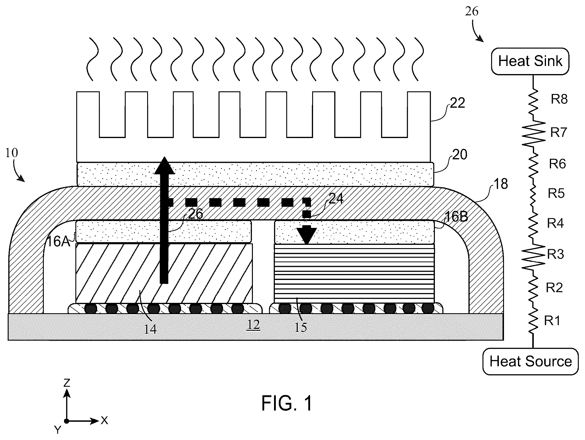 Patent US12368087 Figure 1 – Embedded cooling systems for advanced device packaging and methods of manufacturing the same