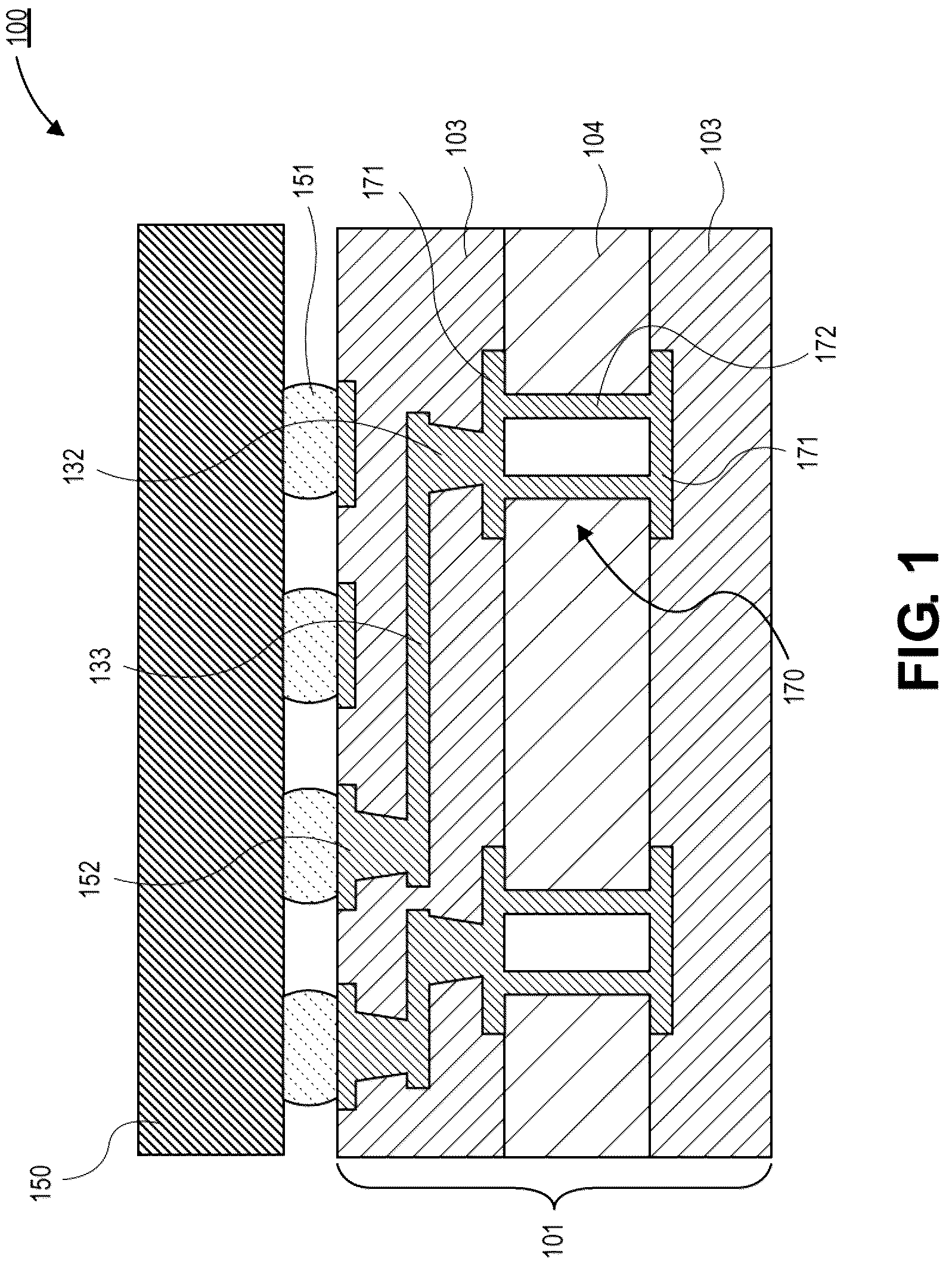 Patent US12368091 Figure 1 – Package substrate with glass core having vertical power planes for improved power delivery